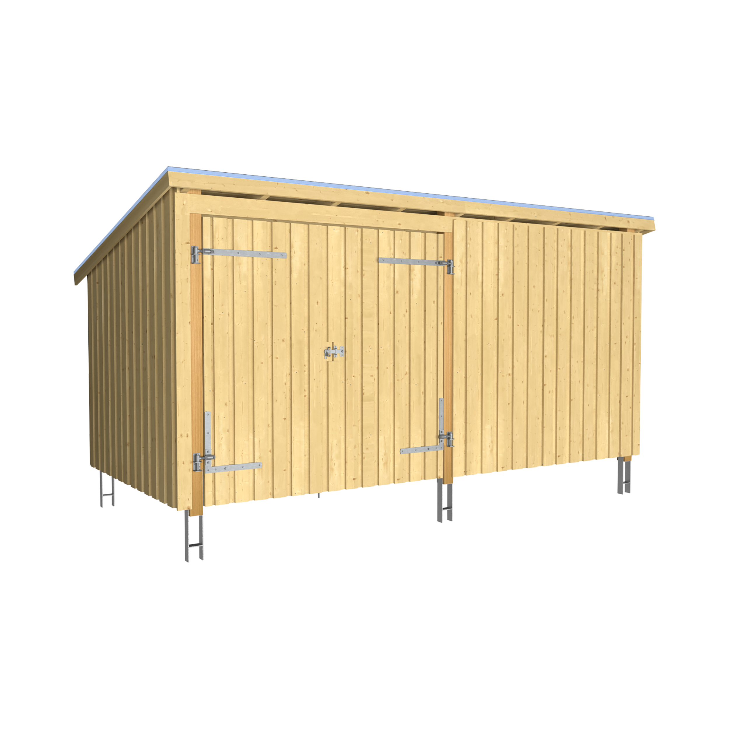 Nordic Multi Havehus 9,5 m² - 2 moduler m/dobbeltdør og lukket front - inkl. tagtap/alulister/stolpefødder