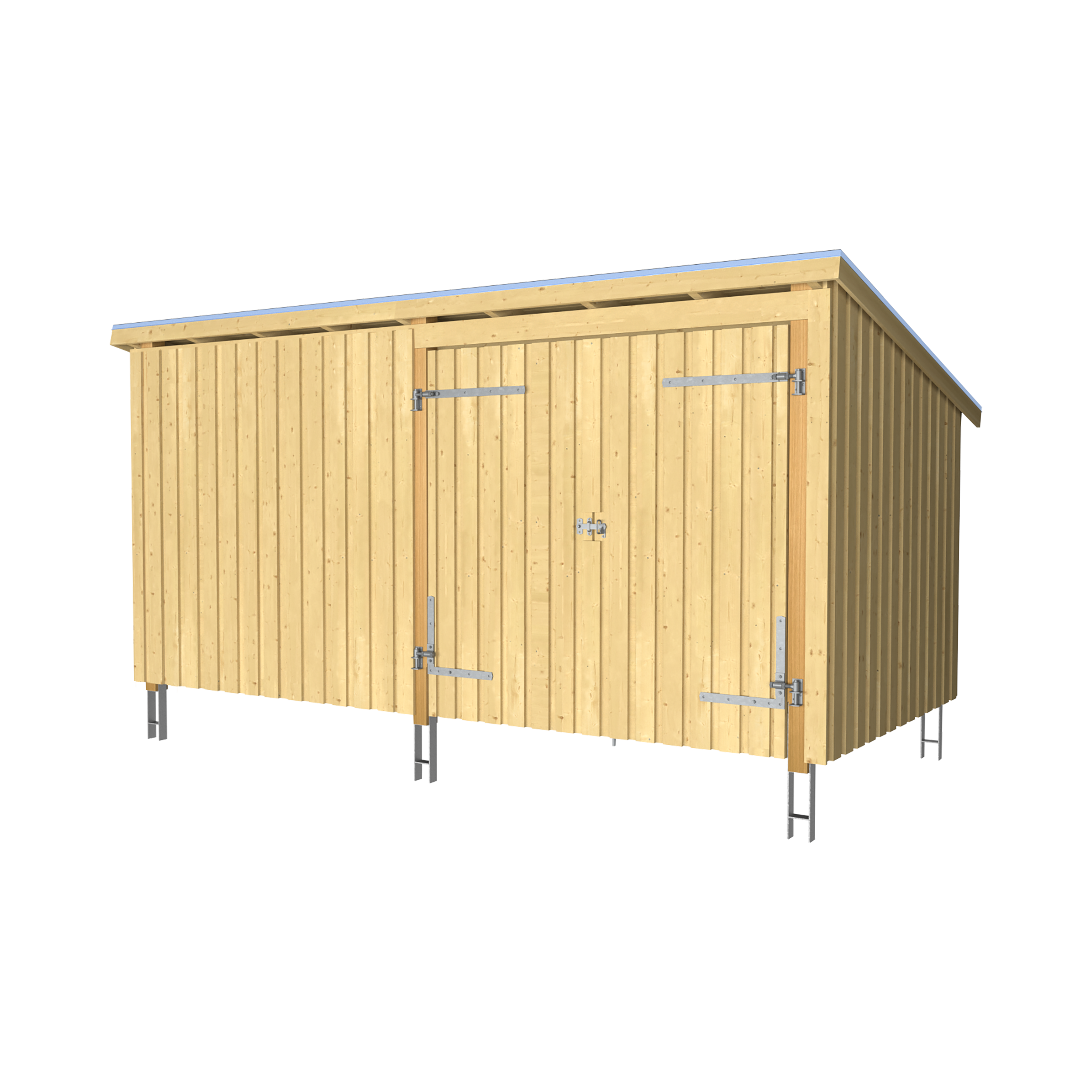 Nordic Multi Havehus 9,5 m² - 2 moduler m/dobbeltdør og lukket front - inkl. tagtap/alulister/stolpefødder
