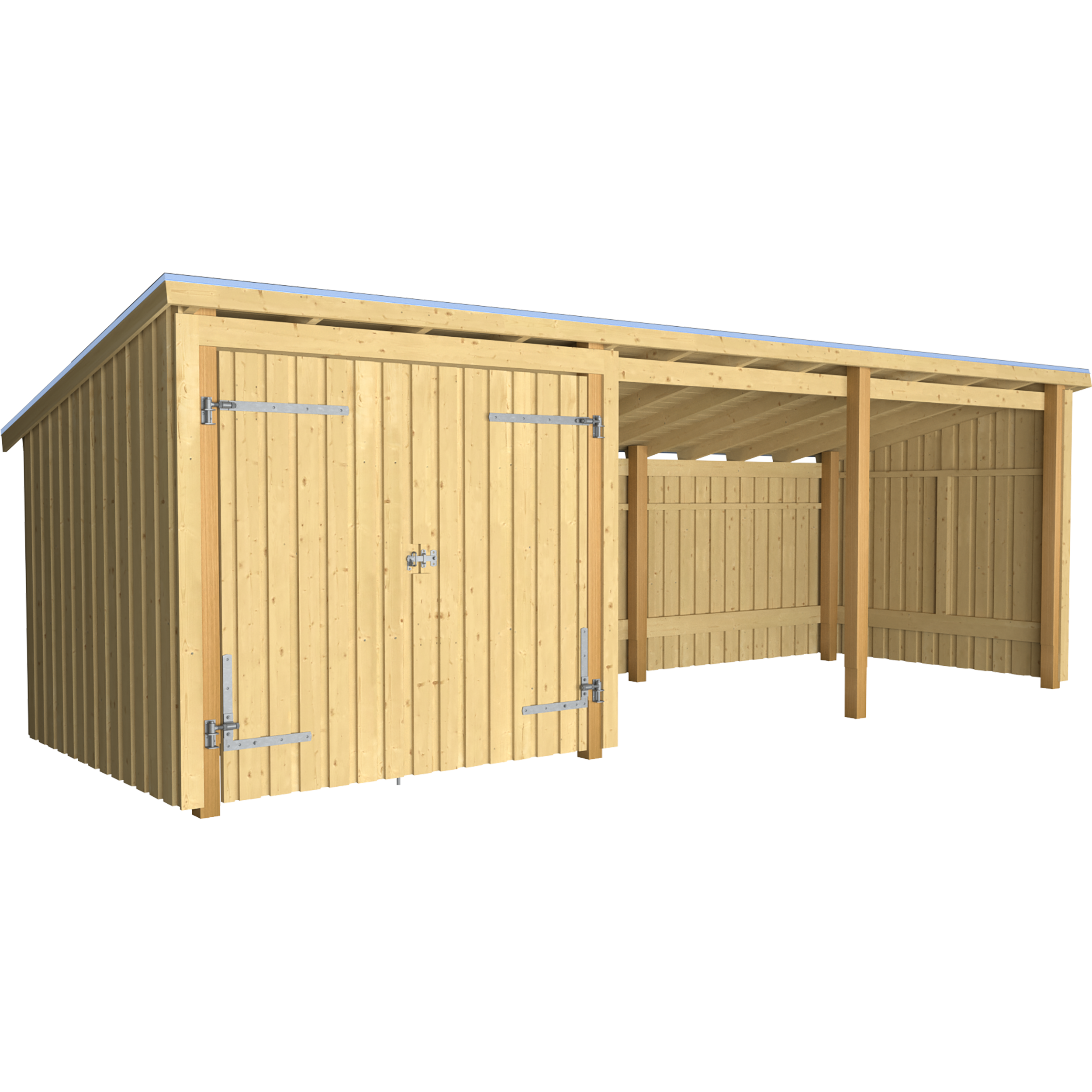 Nordic Multi Havehus 14 m² - 3 moduler m/dobbeltdør og åben front - inkl. tagpap/alulister
