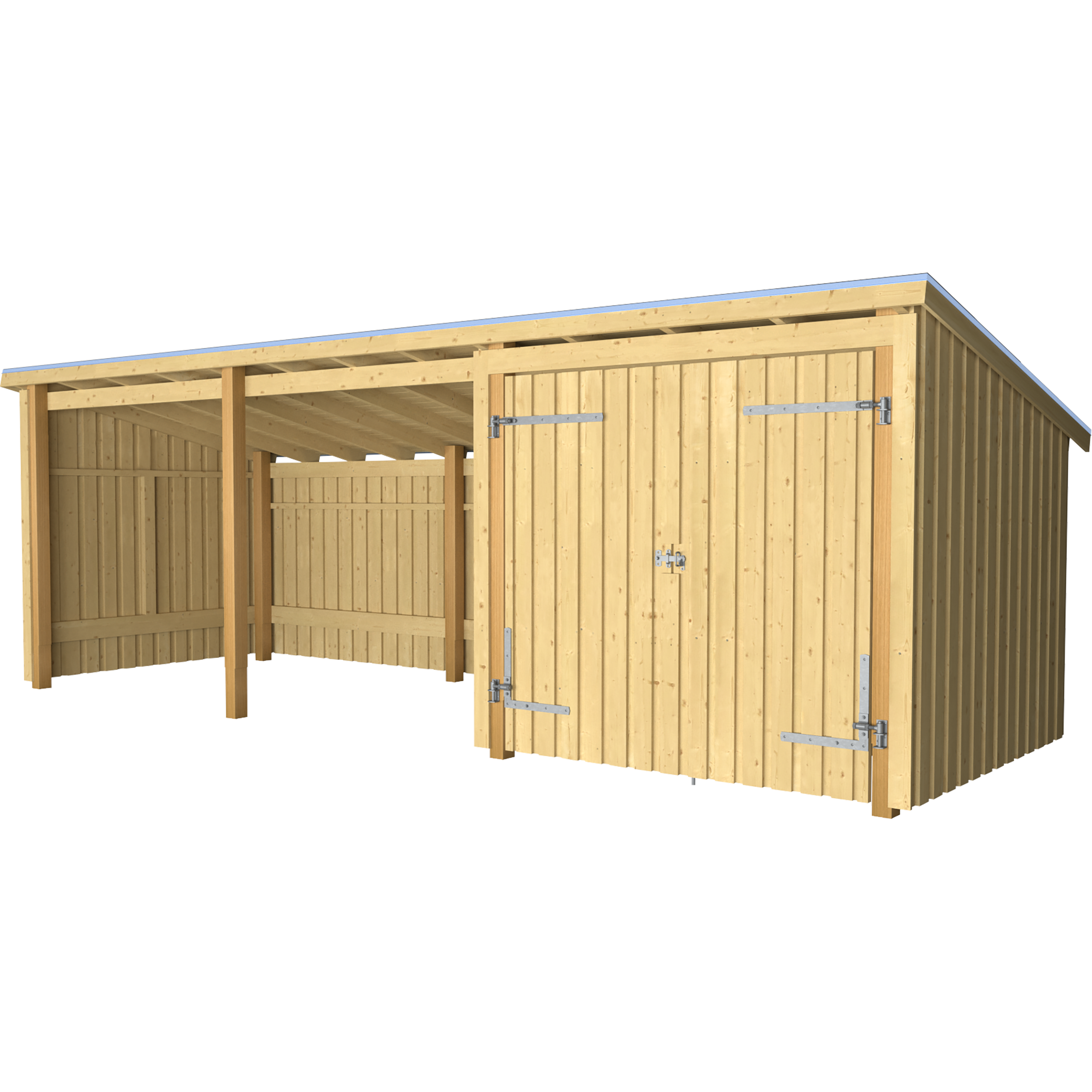 Nordic Multi Havehus 14 m² - 3 moduler m/dobbeltdør og åben front - inkl. tagpap/alulister