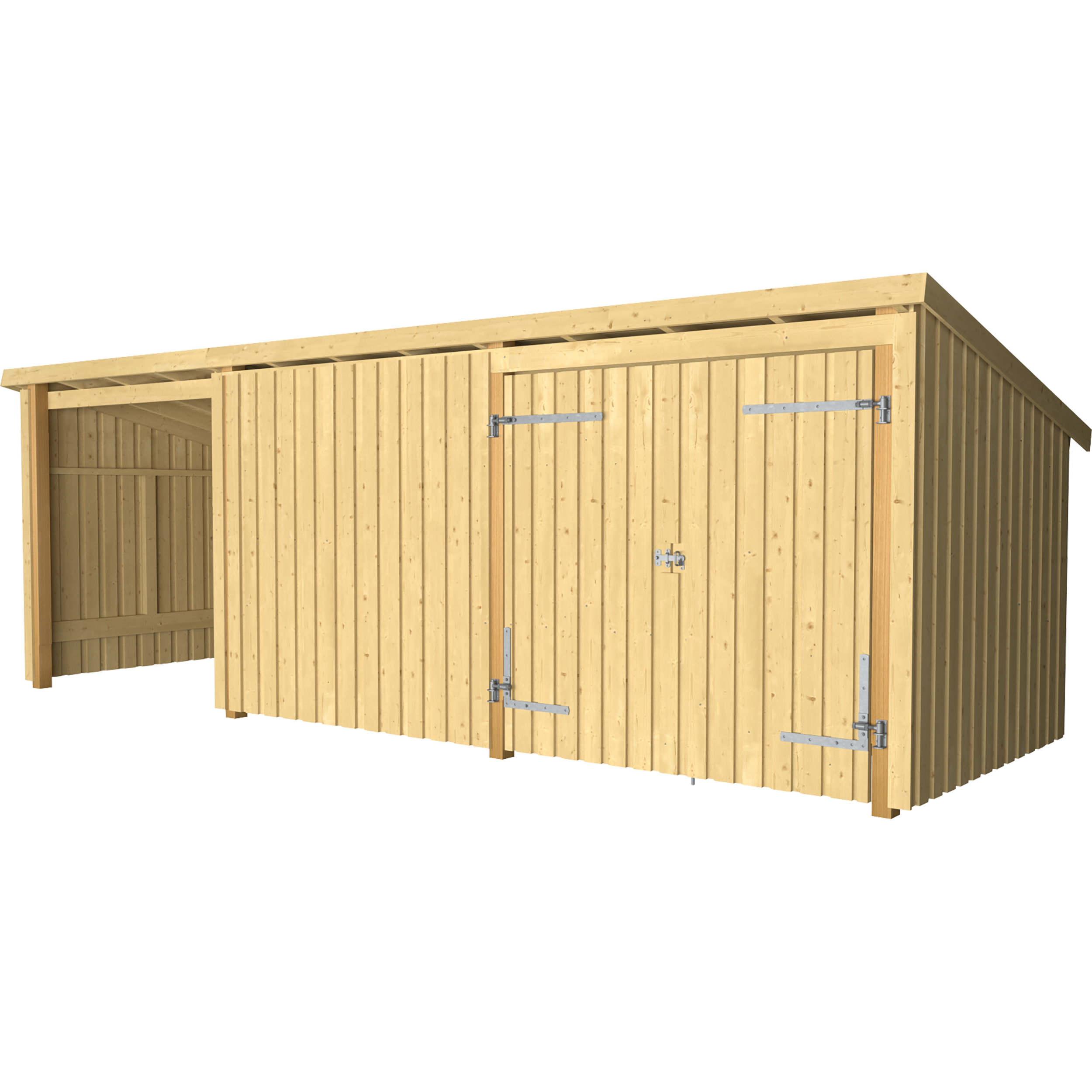 Nordic Multi Havehus 14 m² - 3 moduler m/dobbeltdør og lukket/åben front
