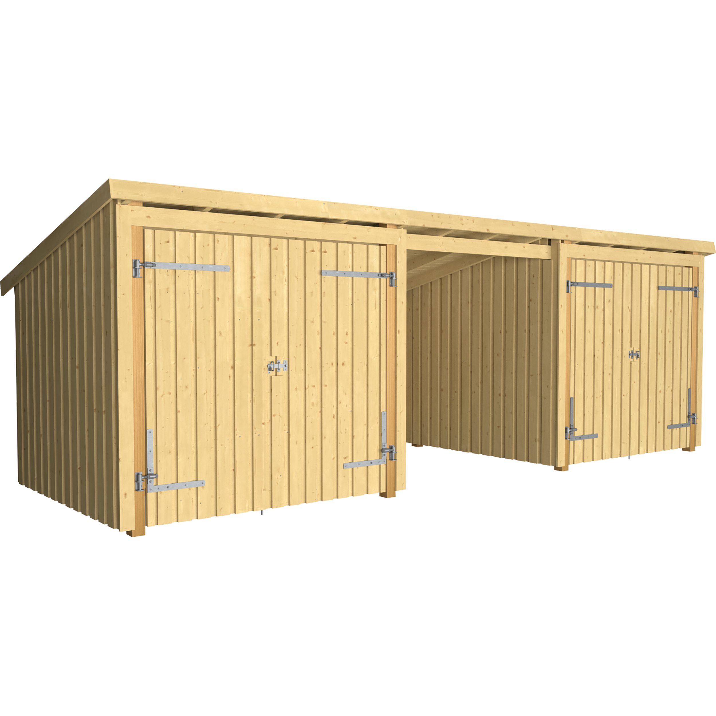 Nordic Multi Havehus 14 m² - 3 moduler m/2 dobbeltdøre og åben front