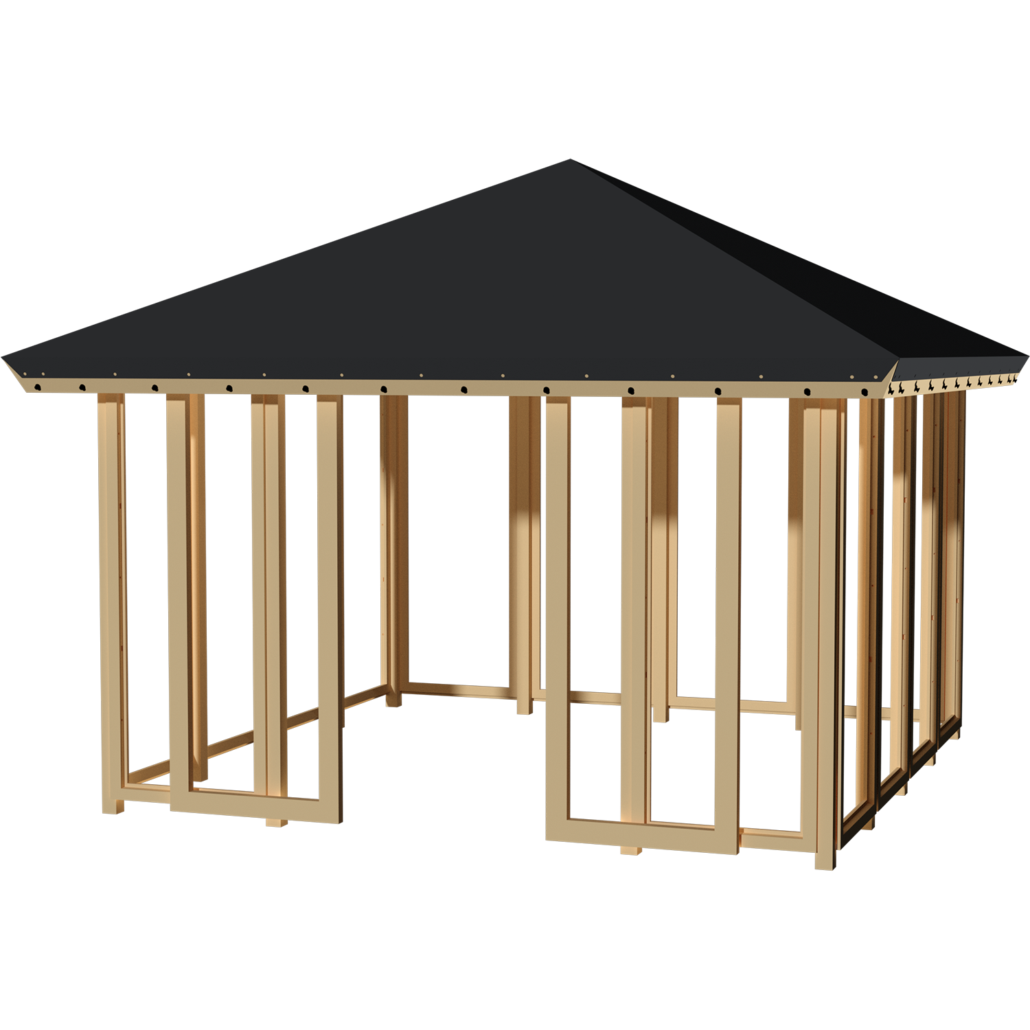Pavillon 4 - lukket 4 sider og med dobbelt skydedør