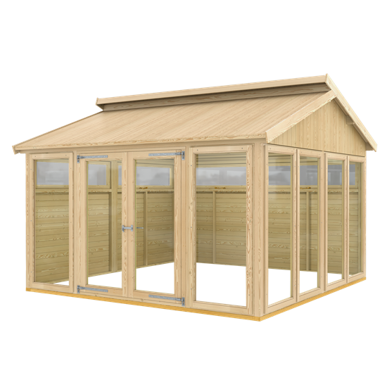Multi Pavillon model 4 m/6 vinduer, 4 træelementer, 1 dobbeltdør - ekskl. gulv