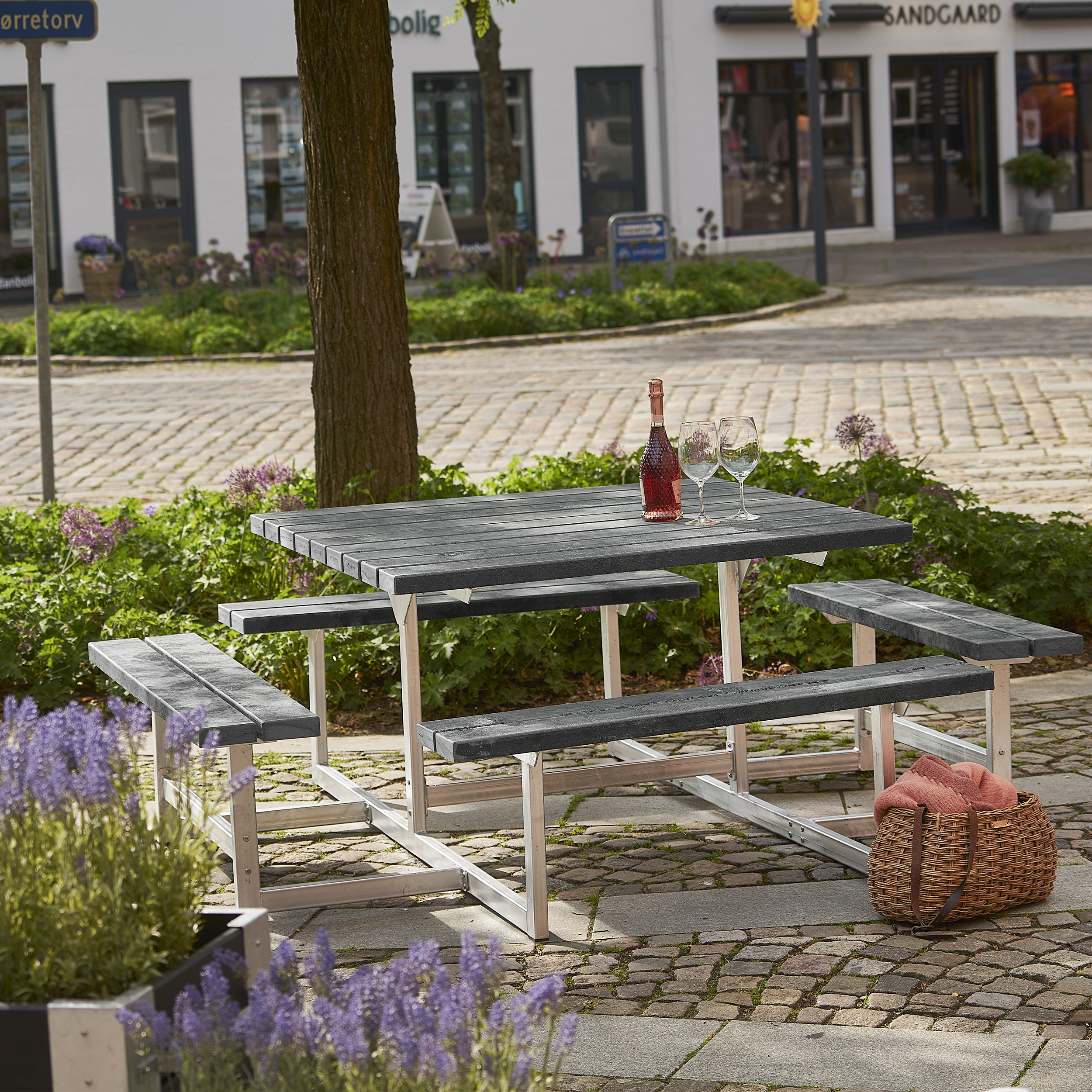 Picnic Bord/Bænkesæt - 200 cm - ReTex - Grå