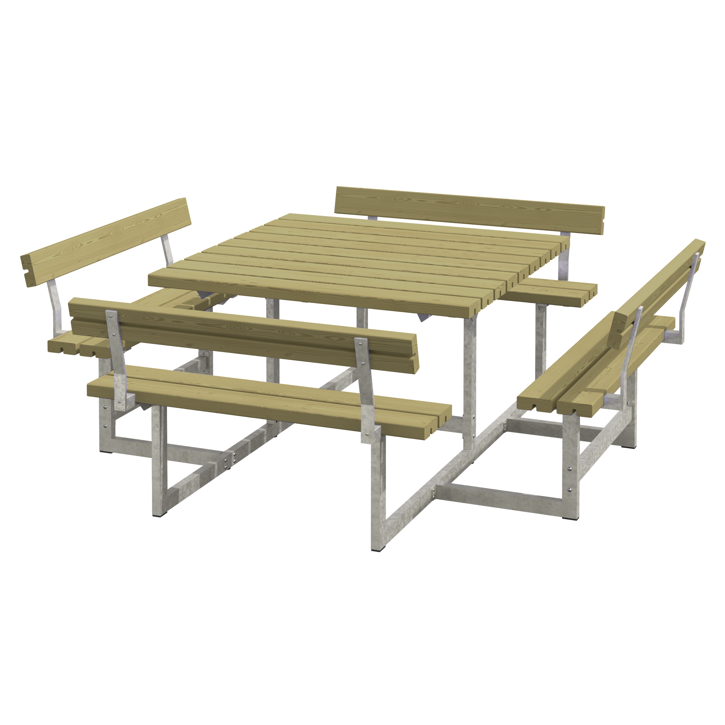 Picnic Bord/Bænkesæt m/4 ryglæn - 224 cm - Trykimprægneret
