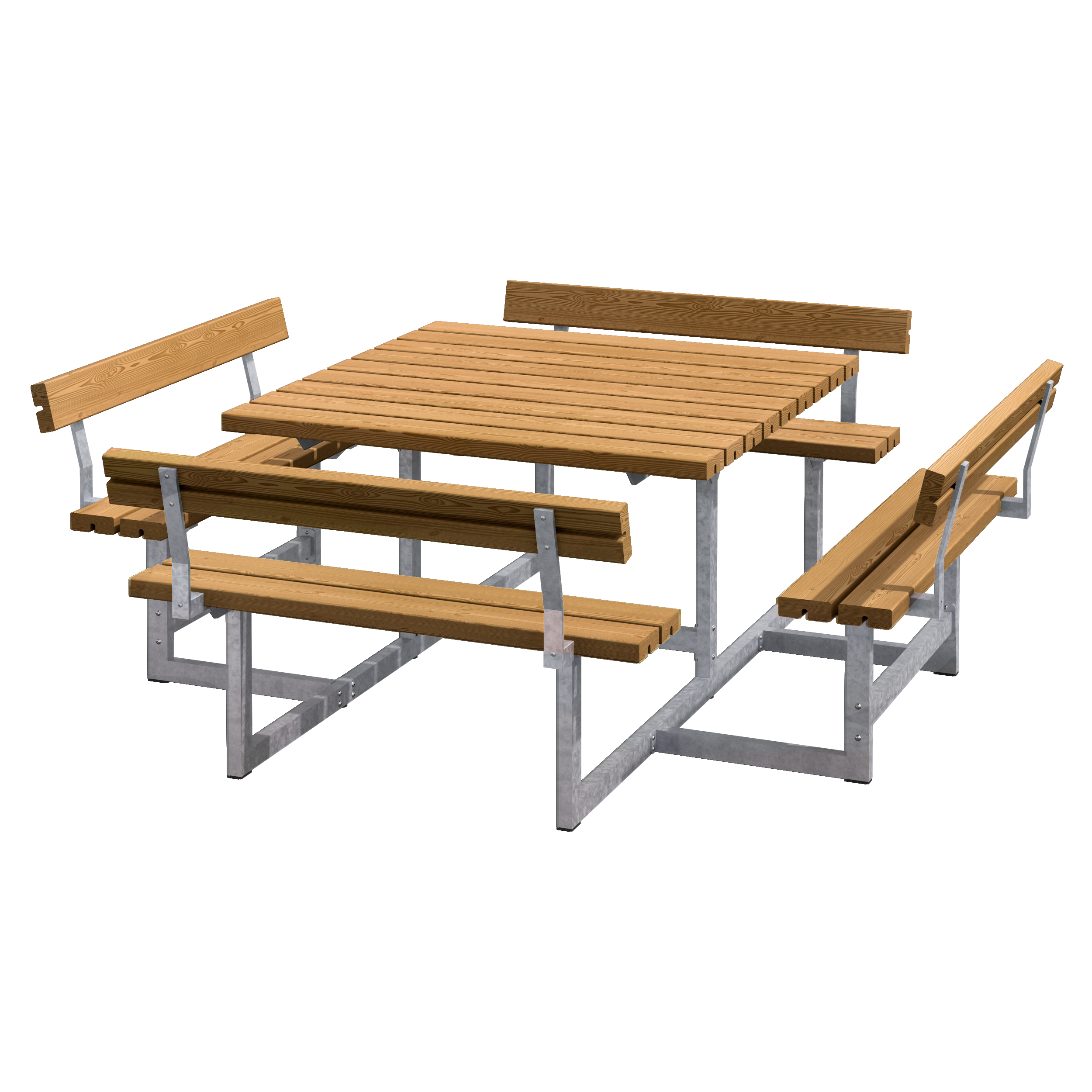 Picnic Bord/Bænkesæt m/4 ryglæn - 224 cm - Grundmalet Teak