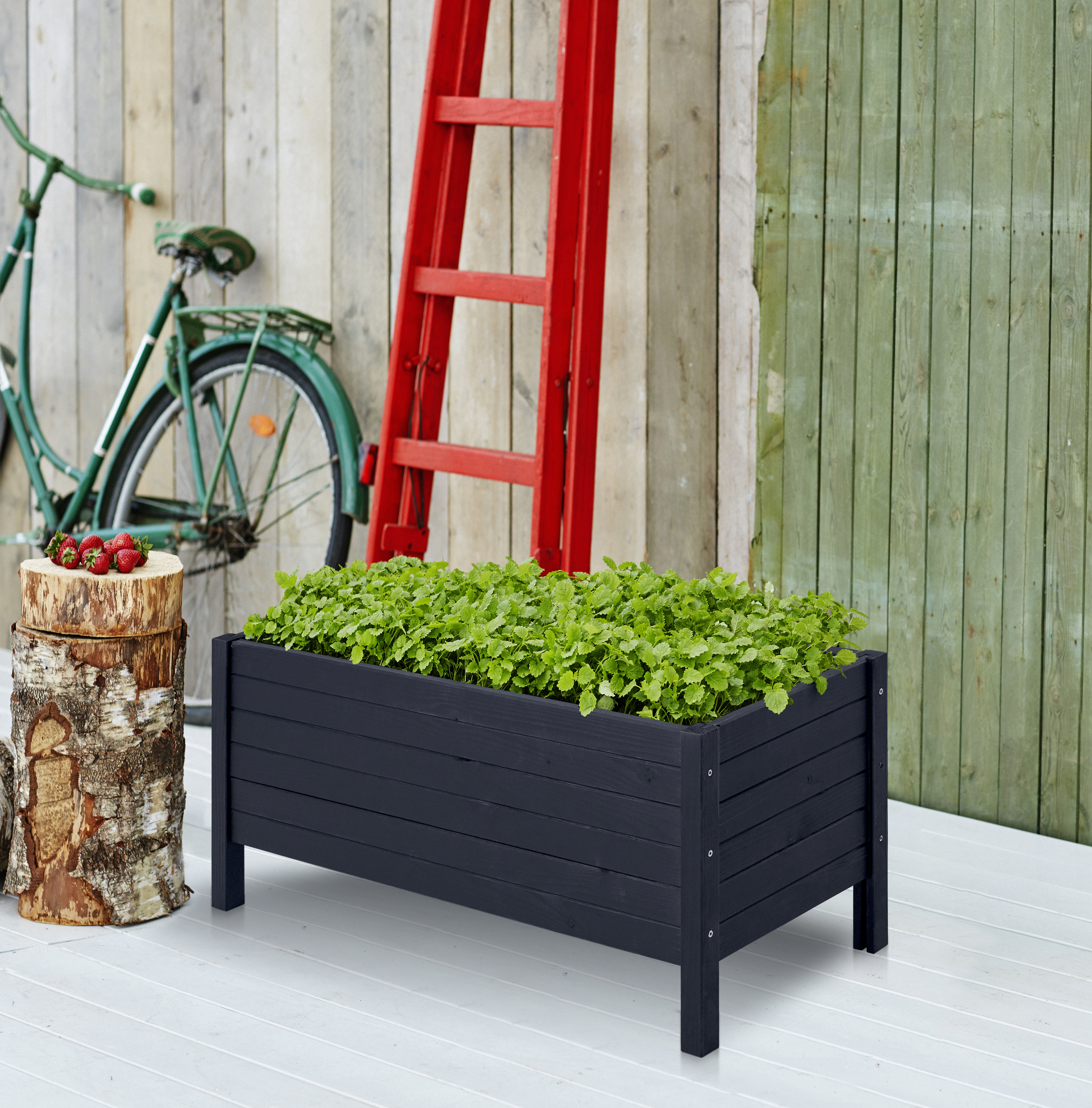 Plantekasse på ben - 88×39 cm - Sort