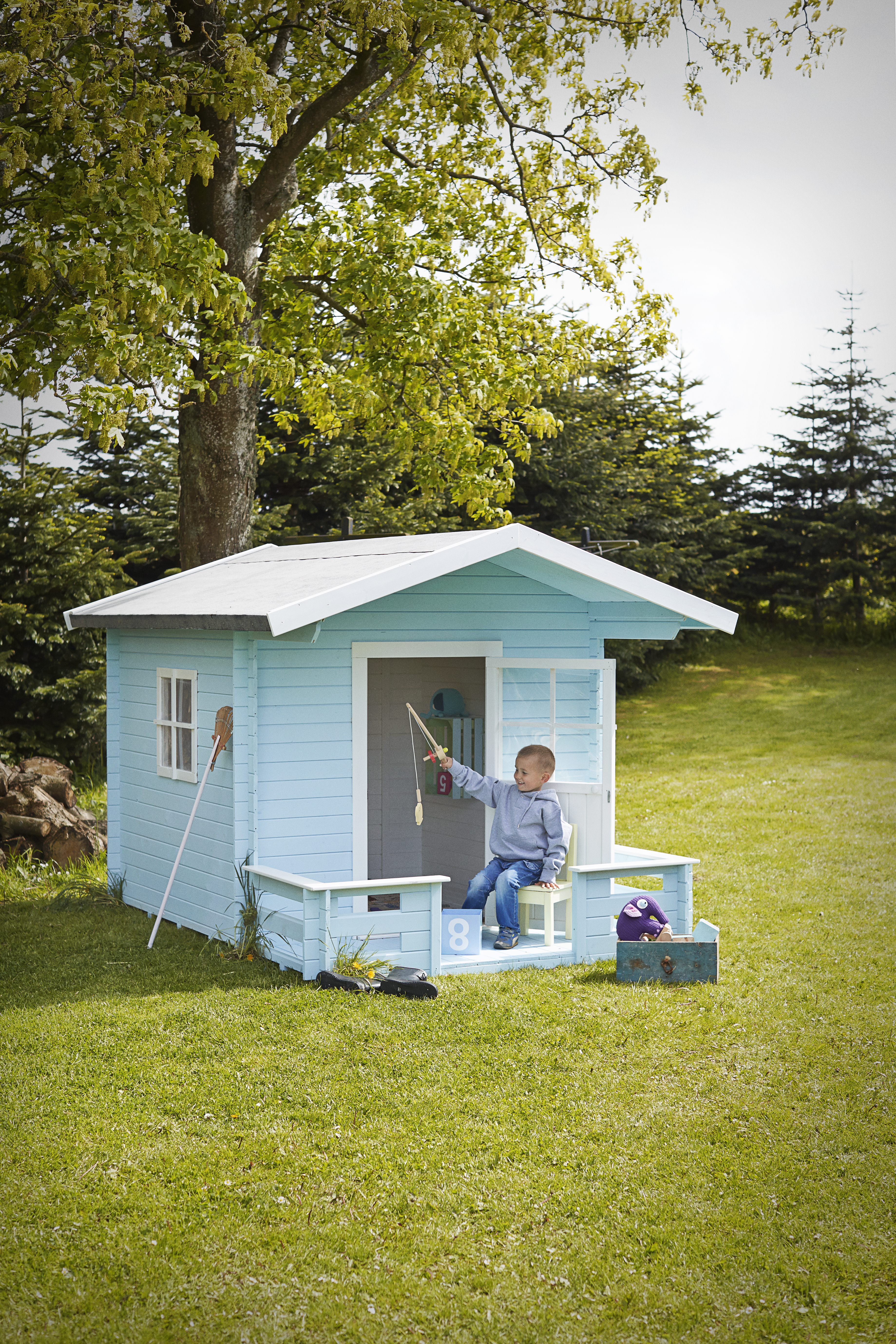 Legehus - grundmål 182×161 cm + 72 cm terrasse - Ubehandlet