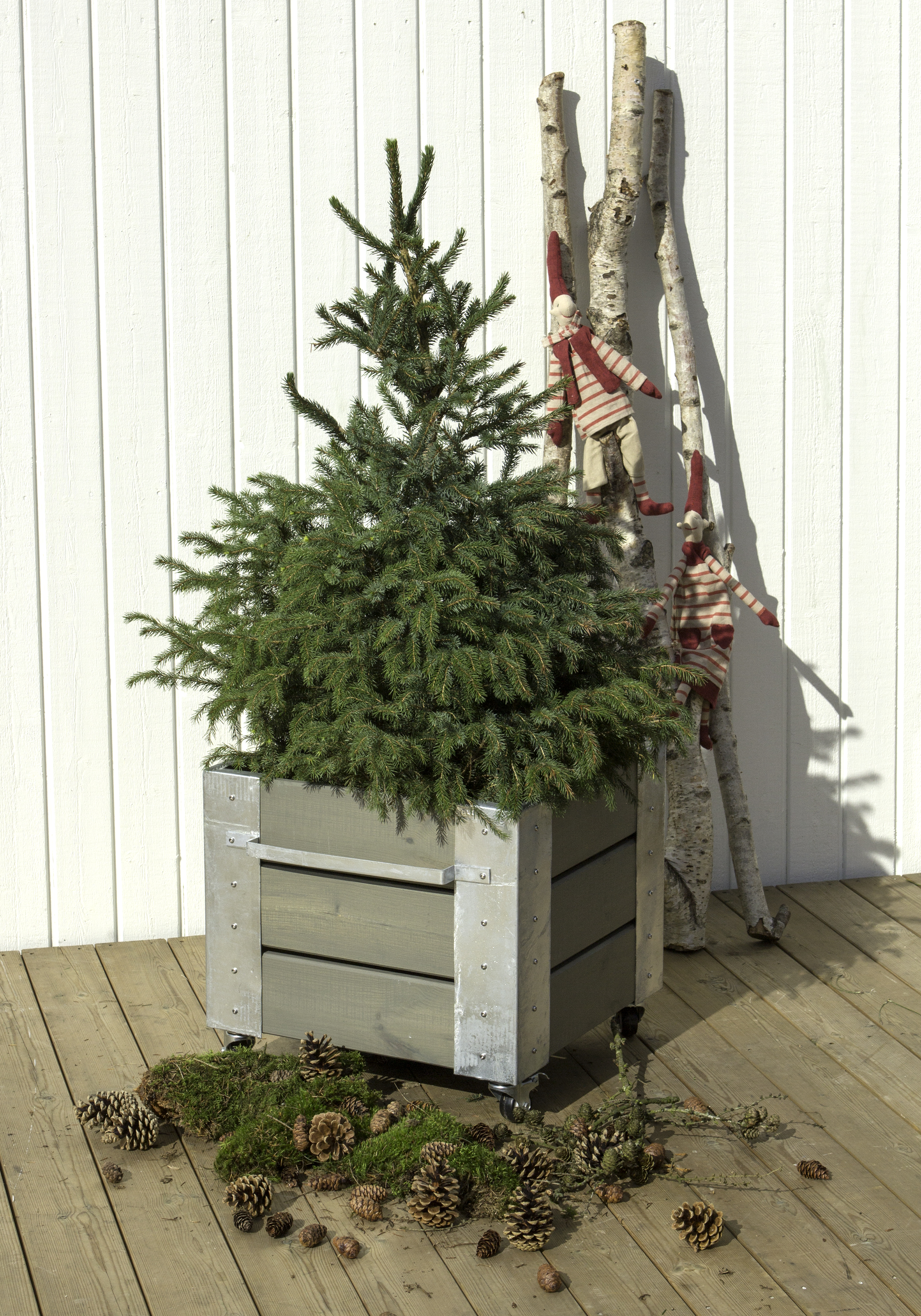 Cubic Blomsterkasse m/hjul - 46×45 cm - Gråbrun