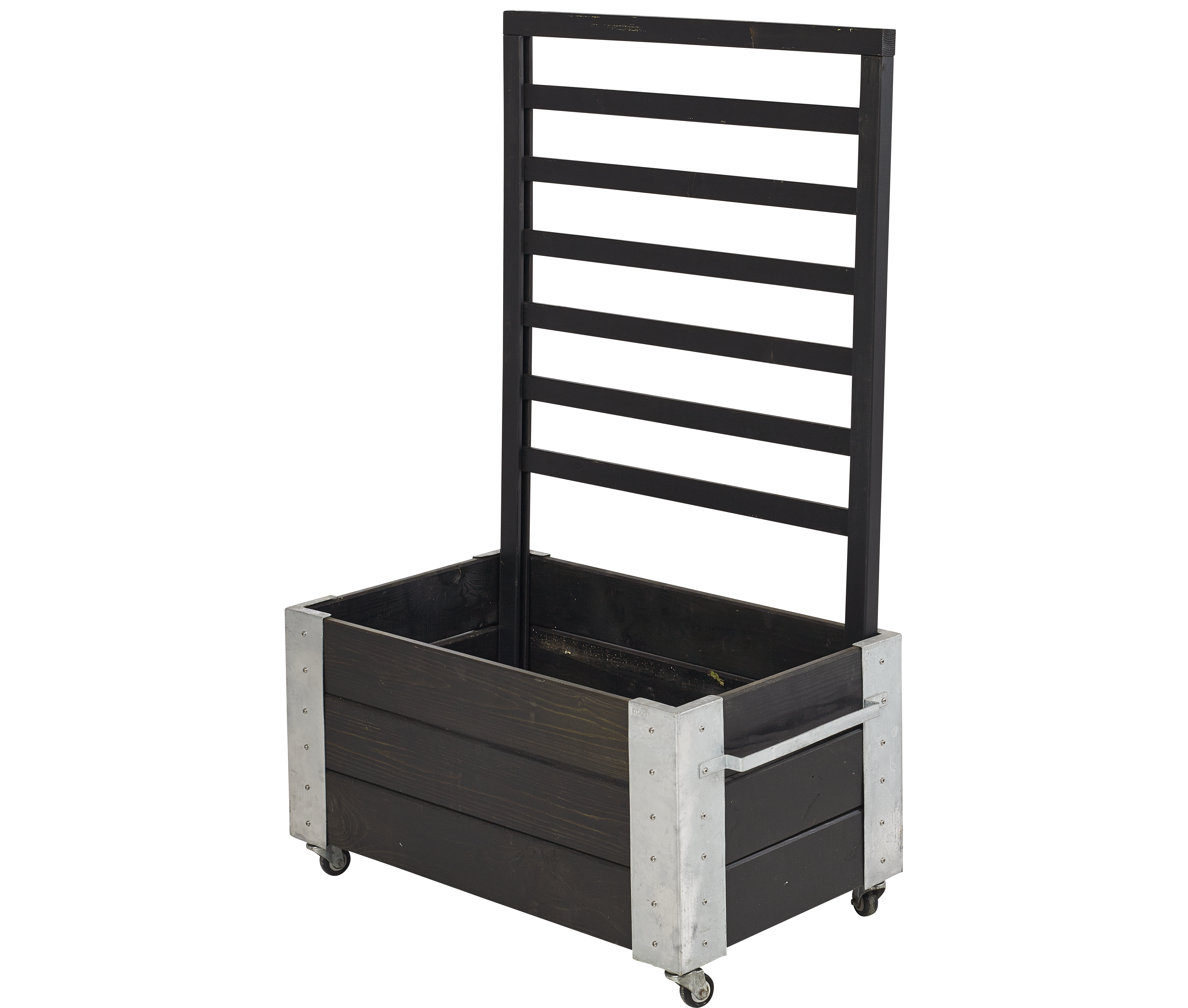Cubic Blomsterkasse m/espalier og hjul - 130 cm - Sort