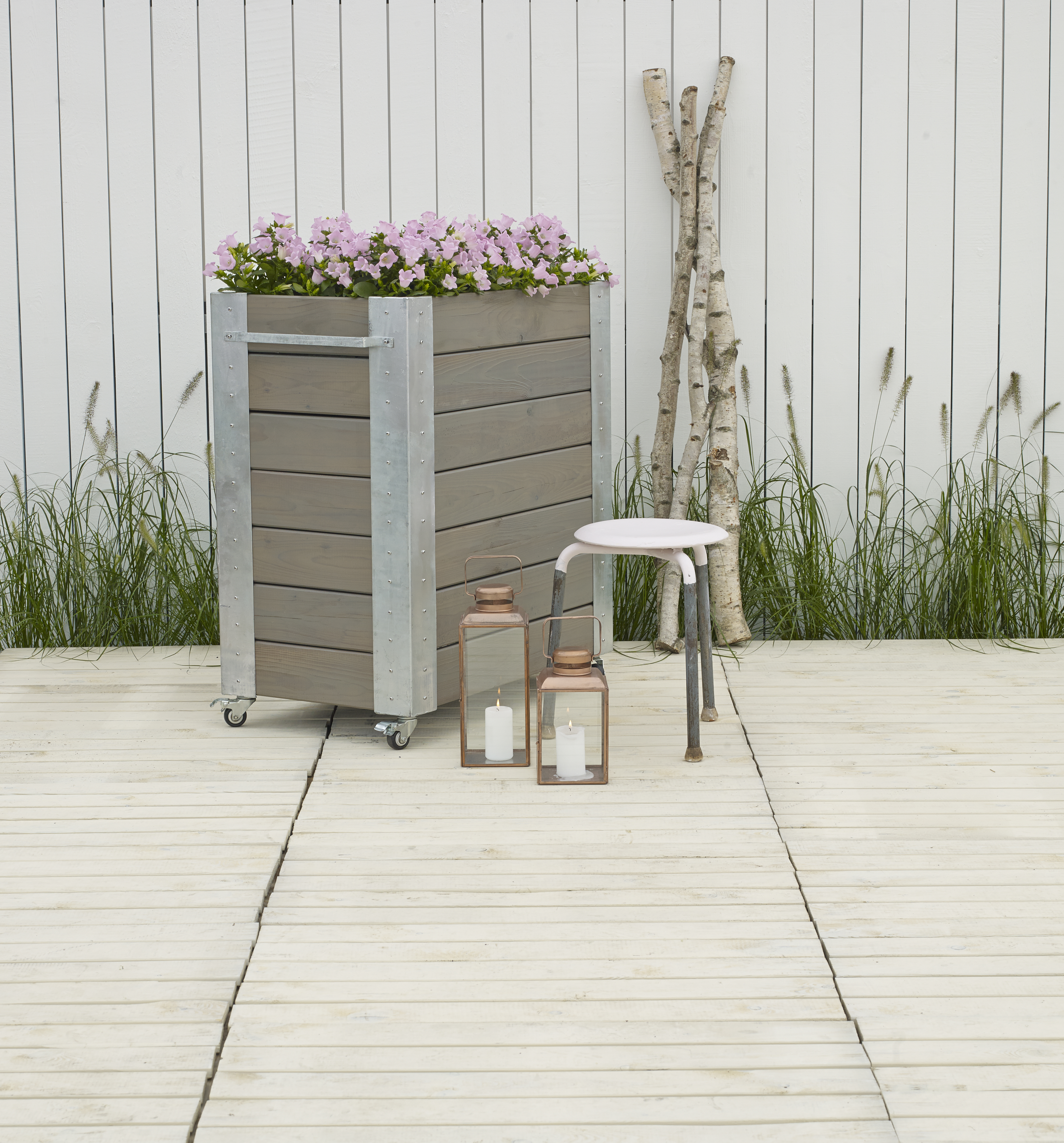 Cubic Blomsterkasse m/hjul - 50×87×95 cm - Gråbrun
