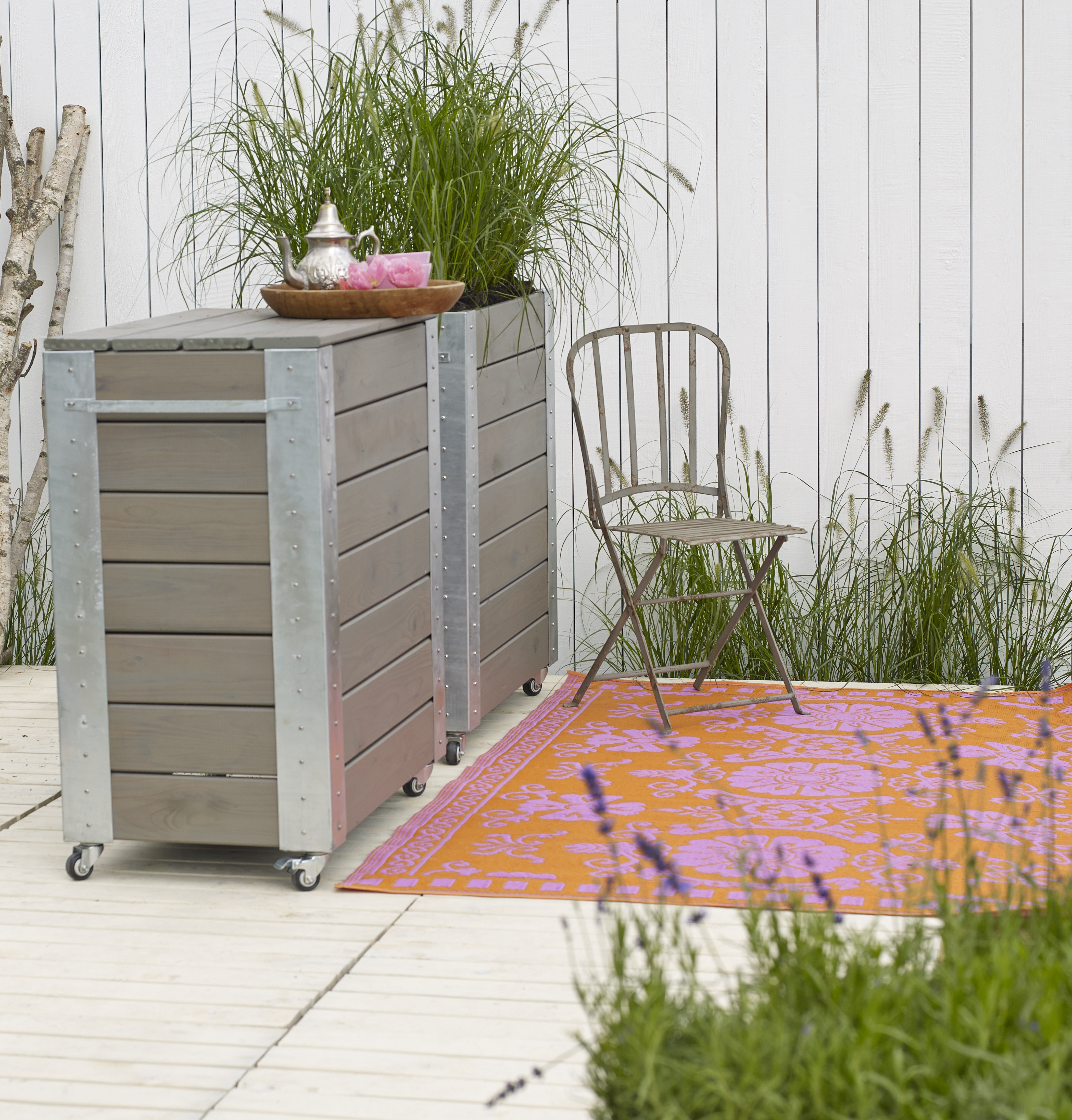 Cubic Blomsterkasse m/hjul - 50×87×95 cm - Gråbrun