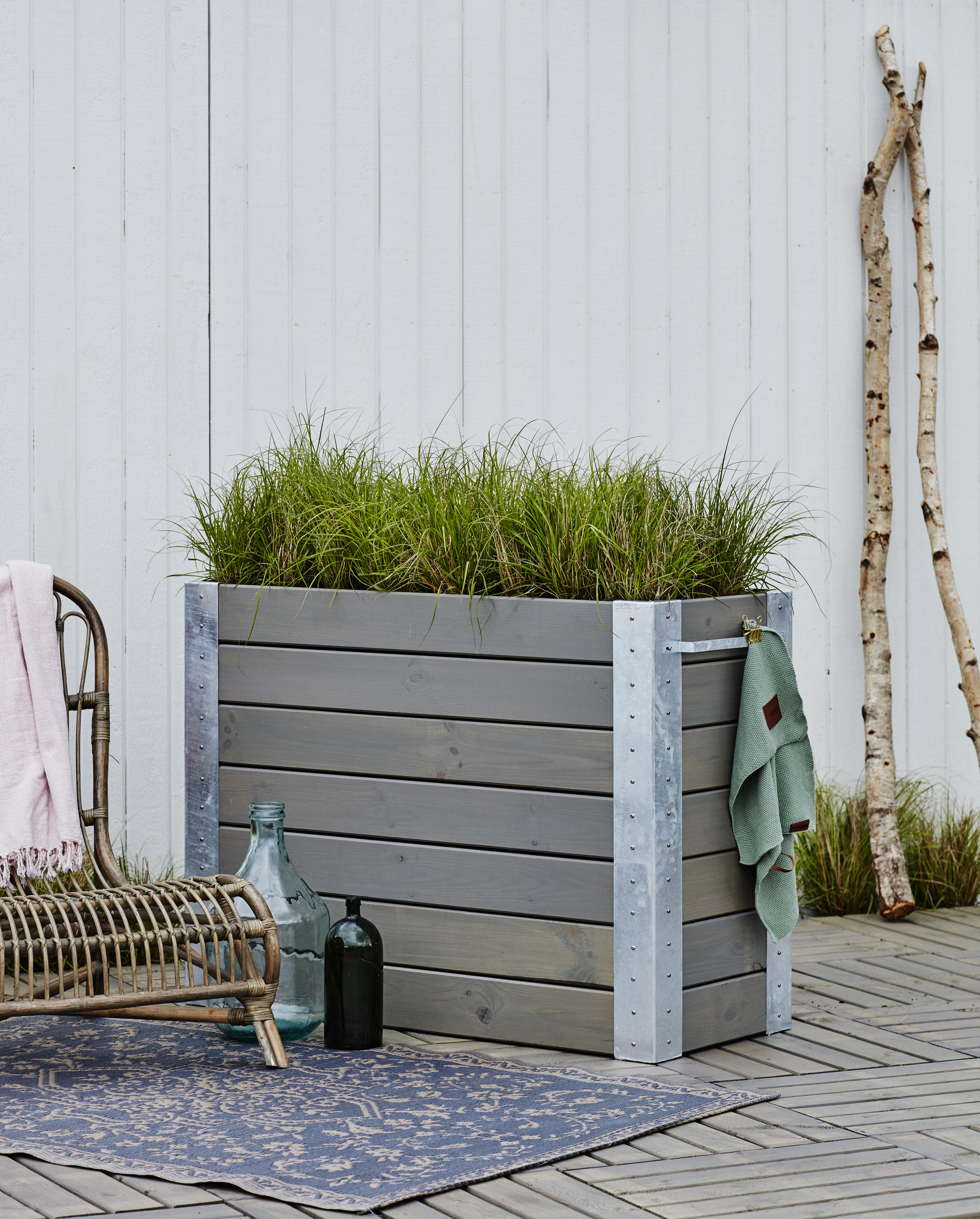 Cubic Blomsterkasse m/hjul - 120×95 cm - Gråbrun