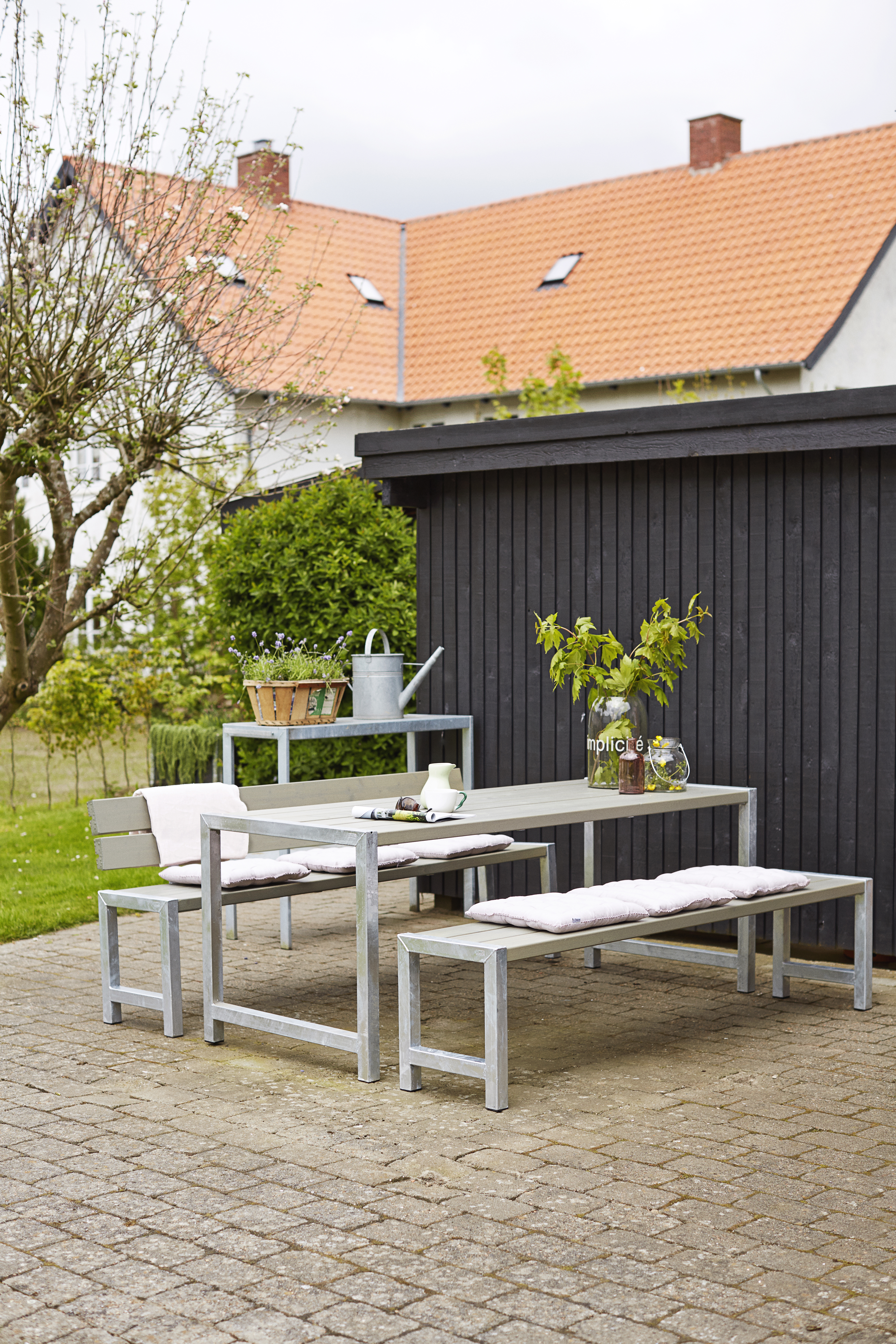 Plankesæt m/1 ryglæn - 186 cm - Gråbrun