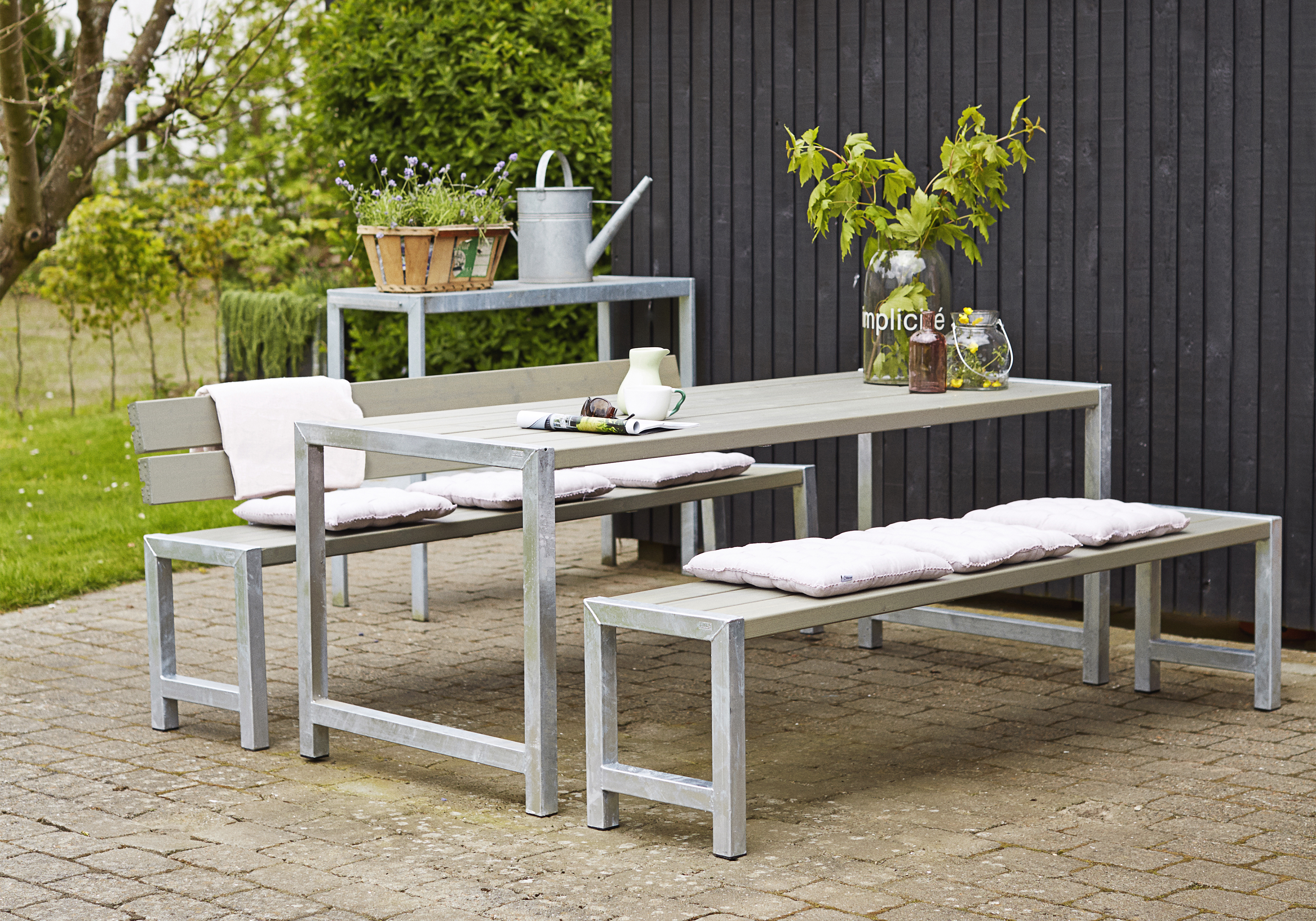 Plankesæt m/1 ryglæn - 186 cm - Gråbrun
