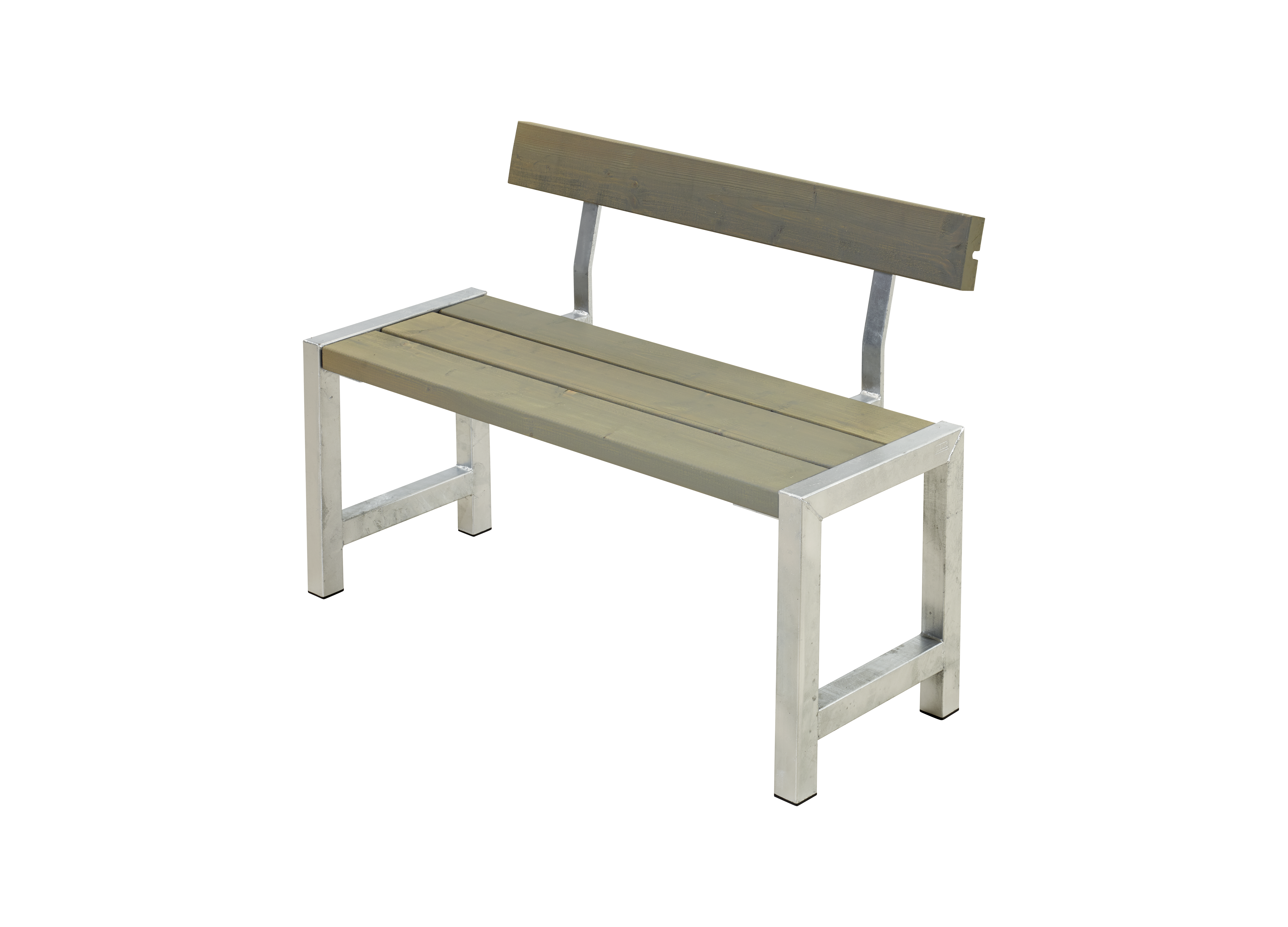 Café Plankebænk m/ryglæn - 127 cm - Gråbrun