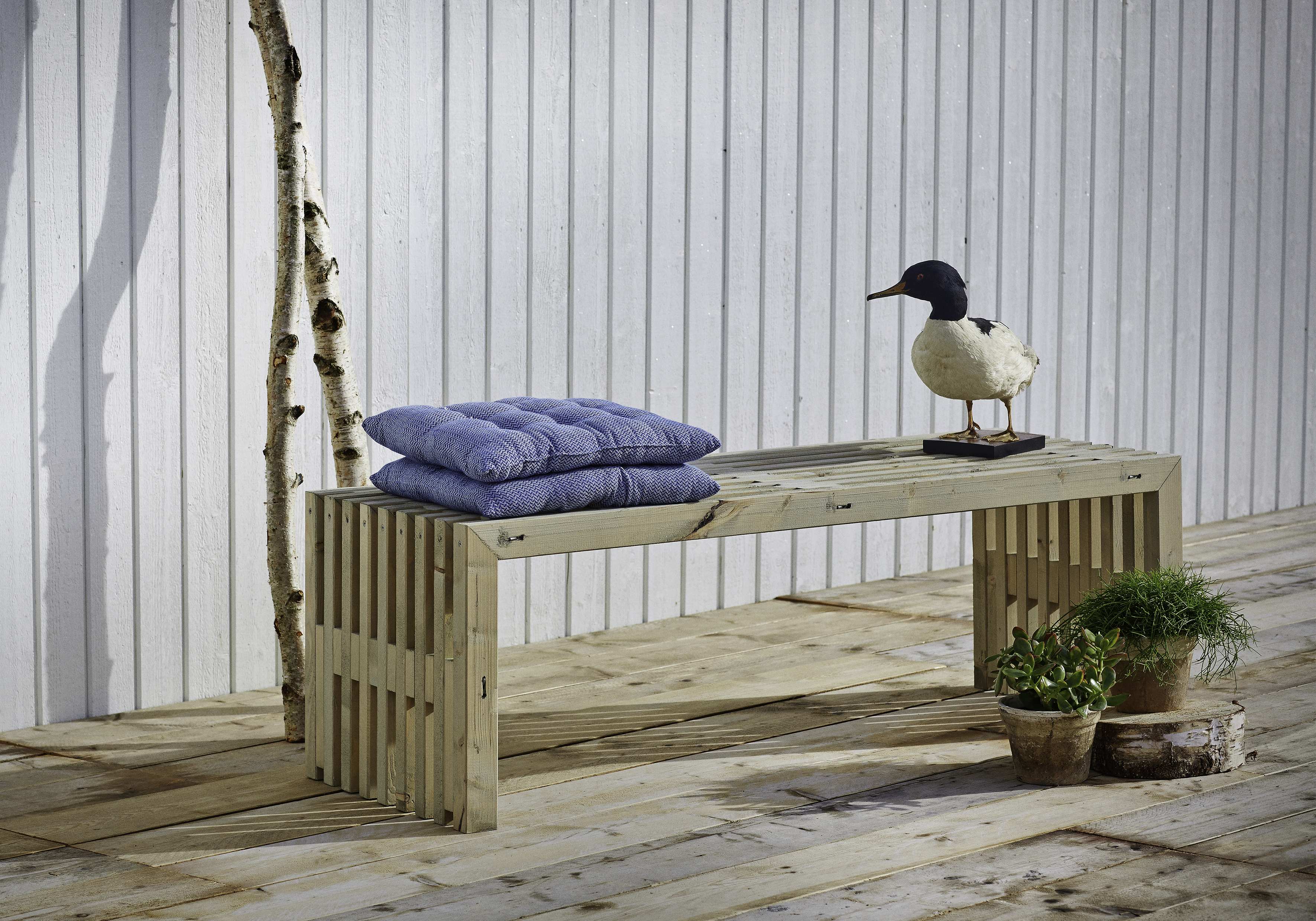 Rustik Trallebænk Design - 138×49 cm - Drivtømmerfarve