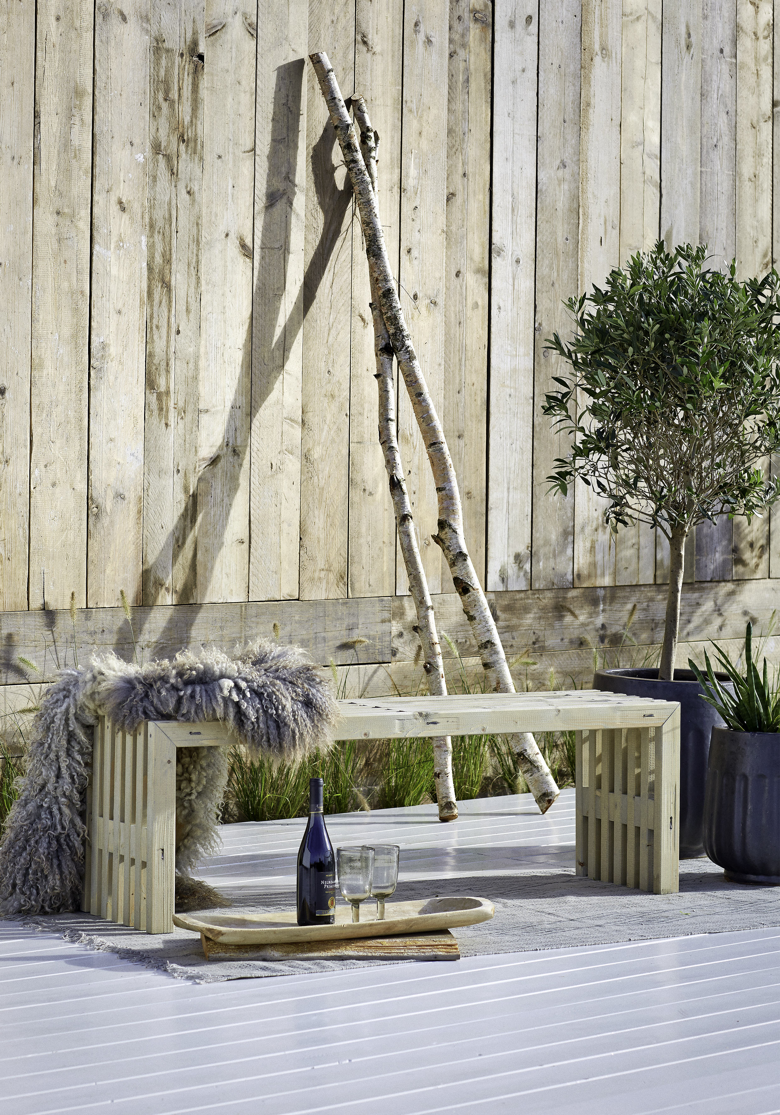 Rustik Trallebænk Design - 138×36 cm - Drivtømmerfarve