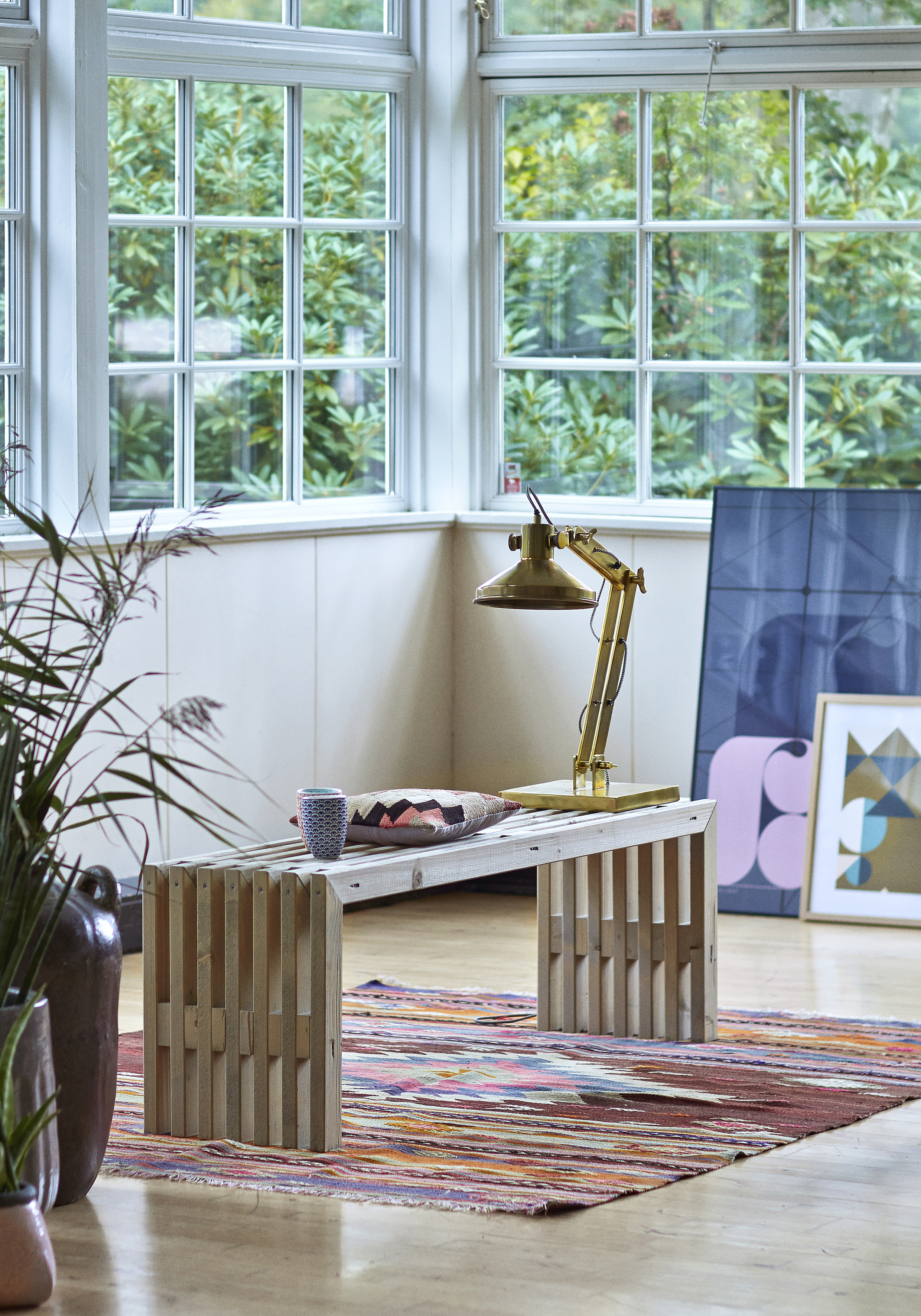 Rustik Trallebænk Design - 138×36 cm - Drivtømmerfarve