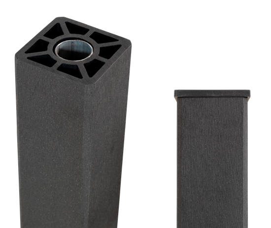 Kompositstolpe m/stålkerne - 9×9×153 cm - inkl. 1 stk. stolpeafdækning