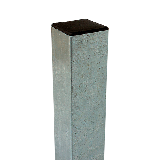 Stålstolpe 8×8×236 cm - til nedstøbning - inkl. 1 stk. stolpeafdækning