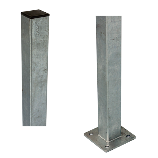 Stålstolpe med fod 4,5×4,5×132 cm - inkl. 1 stk. stolpeafdækning