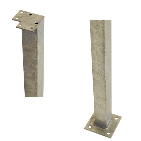Stålstolpe m/fod til gelænder - hjørnestolpe - 4,5x4,5x103,3 cm