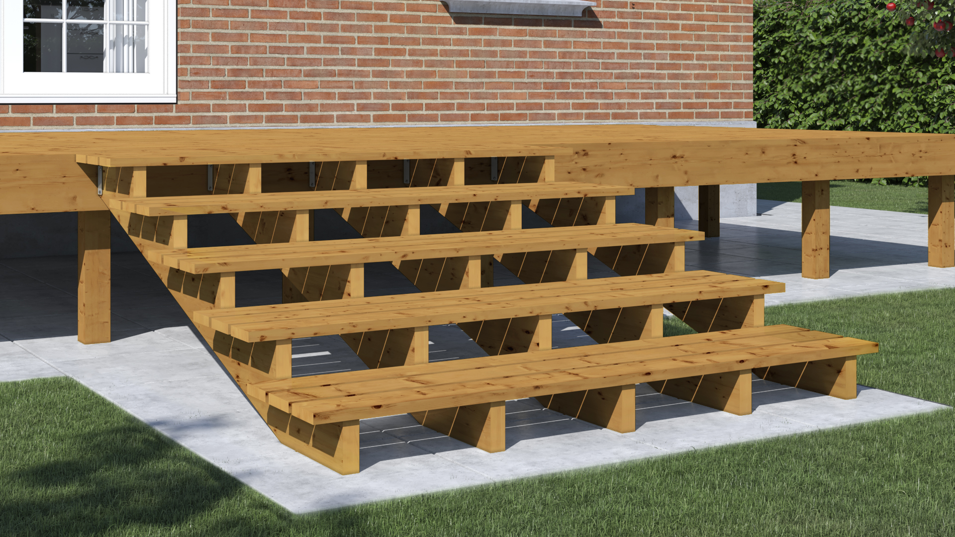 Treppenwangen für Selbstbau einer Holztreppe zur Terrasse - so geht's