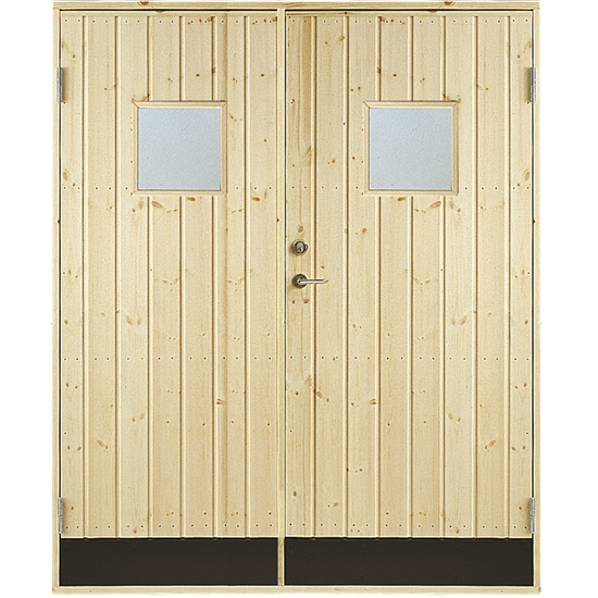 Dobbelt udhusdør panel m/vindue inkl. karm - HU - 151,2×187,8 cm