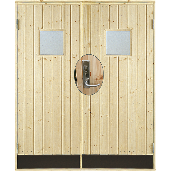 Dbl. udhusdør panel m/vindue inkl. karm/montagesæt - HU - 151,2×187,8 cm