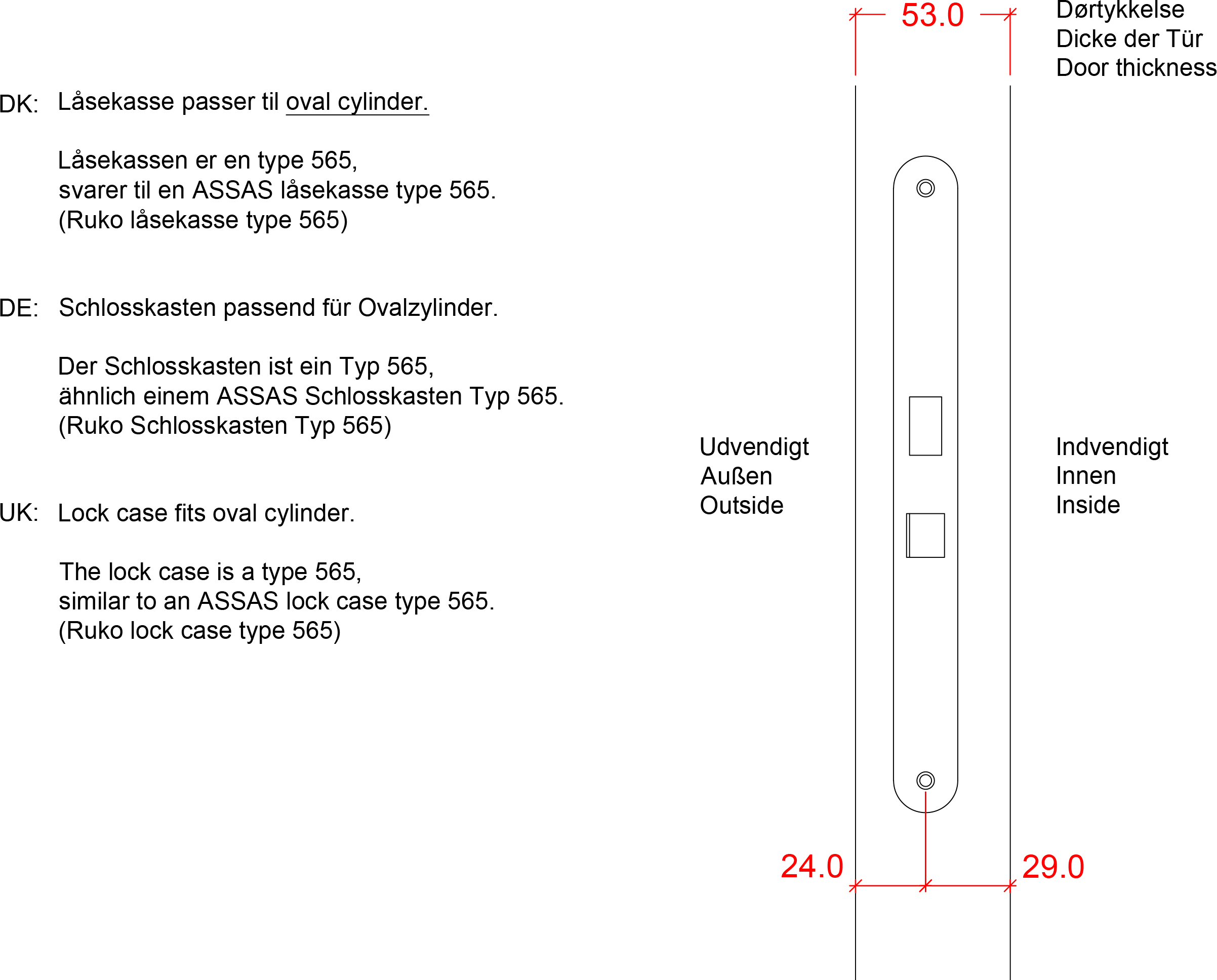 Dobbelt udhusdør panel inkl. karm - HU - 127,8×187,8 cm