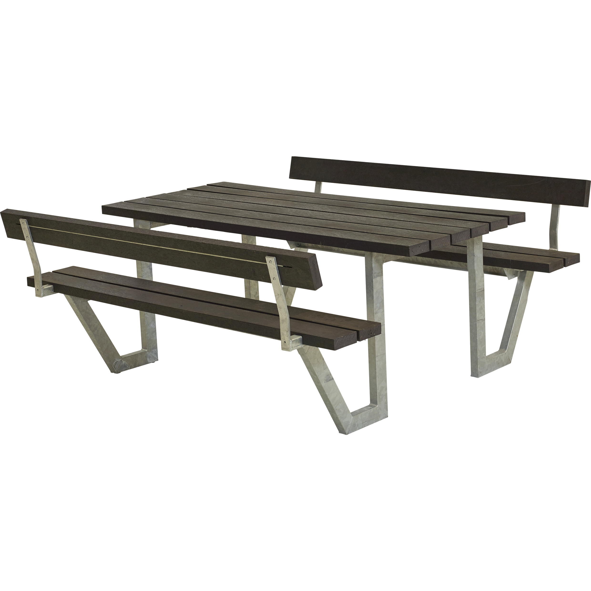 Wega Bord/Bænkesæt m/2 ryglæn - 177 cm - RePlast - Sort