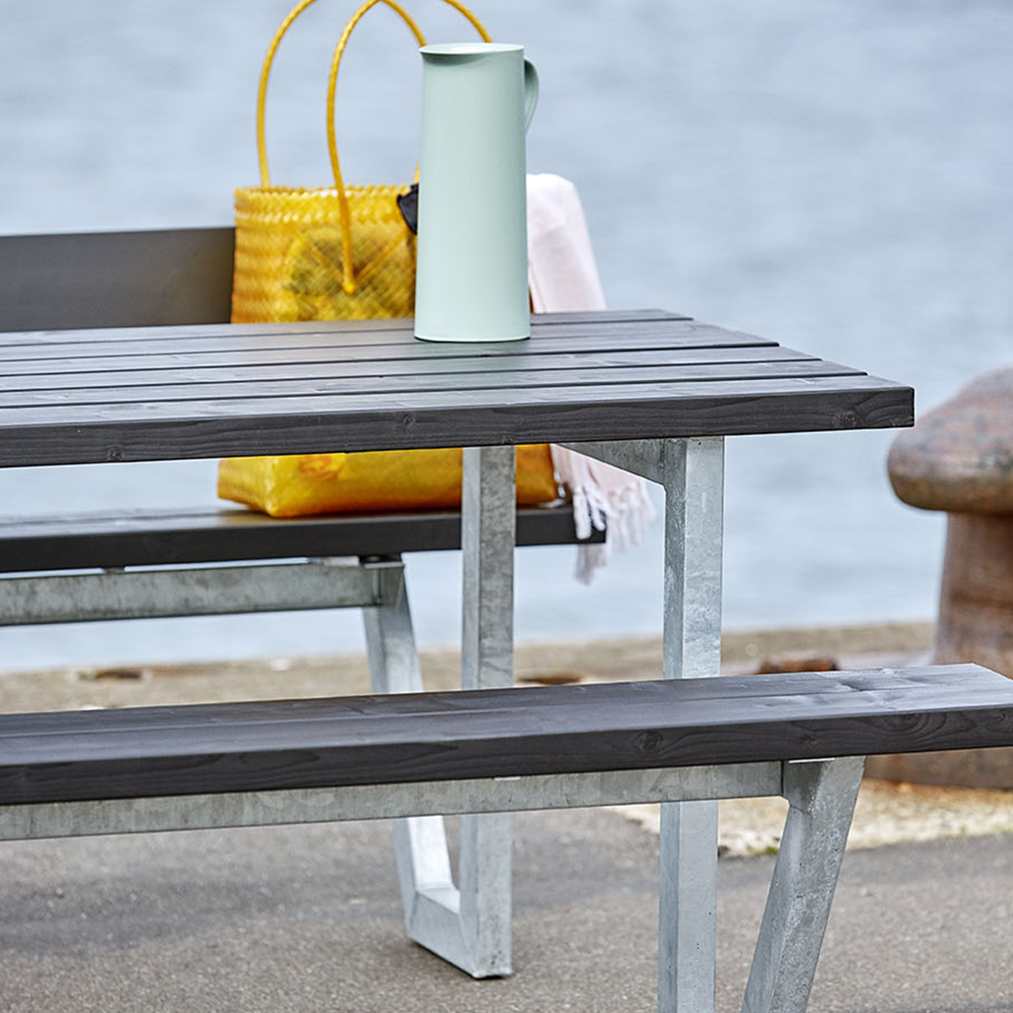 Wega Bord/Bænkesæt m/2 ryglæn - 177 cm - Gråbrun