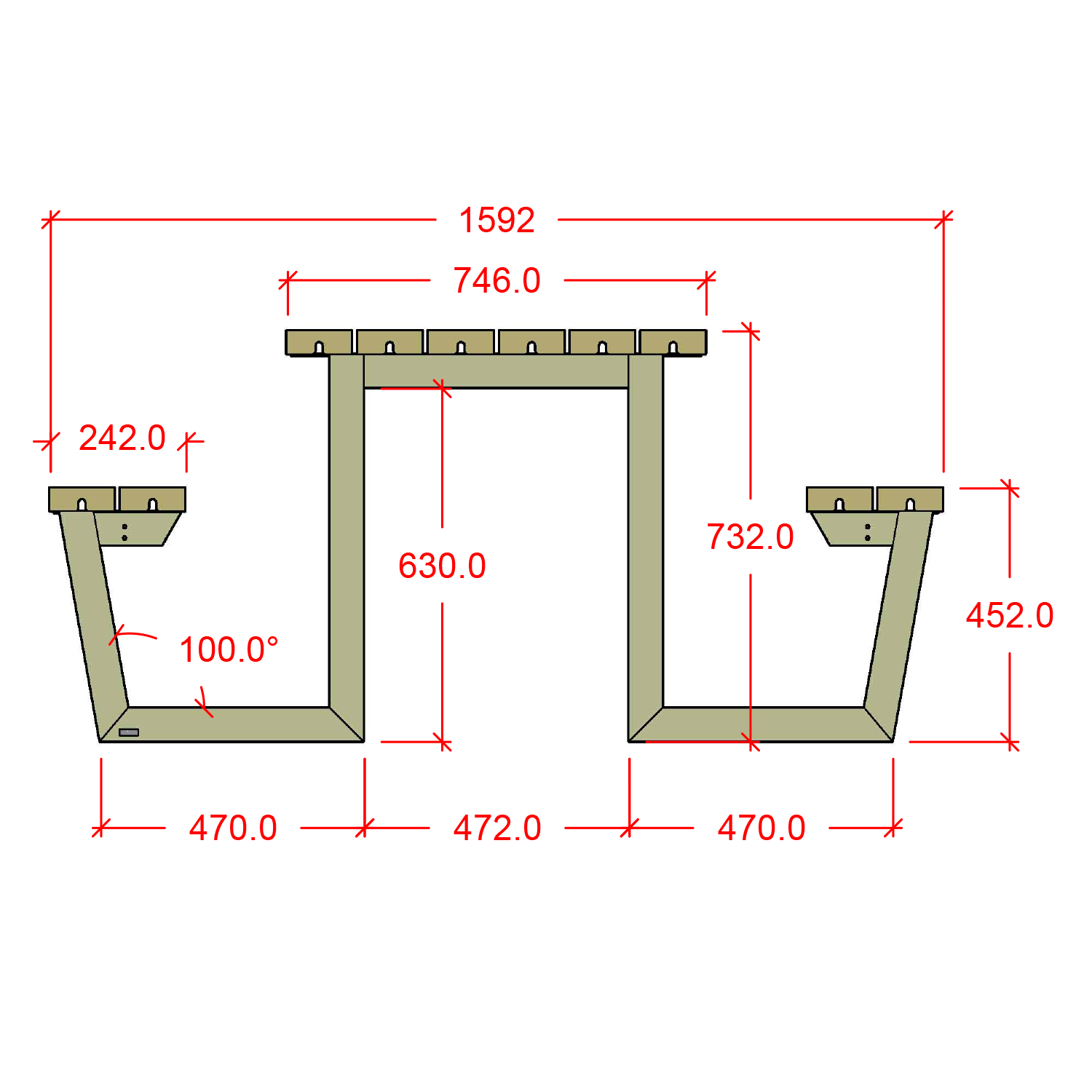 Wega Bord/Bænkesæt - 177 cm - RePlast - Sort