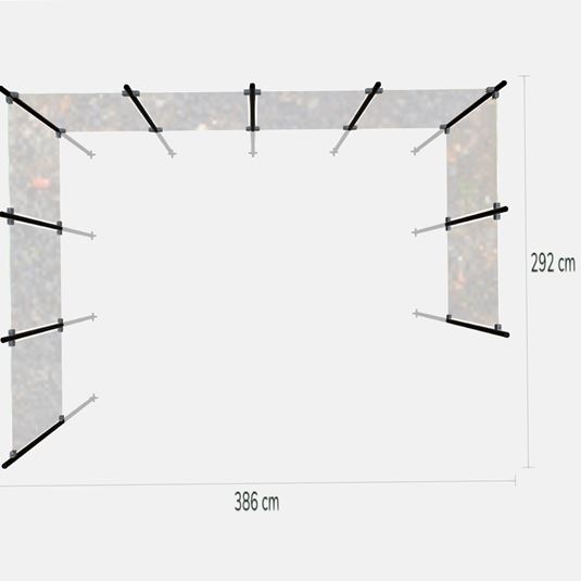 Glashegn med runde stolper - terrassekonstruktion