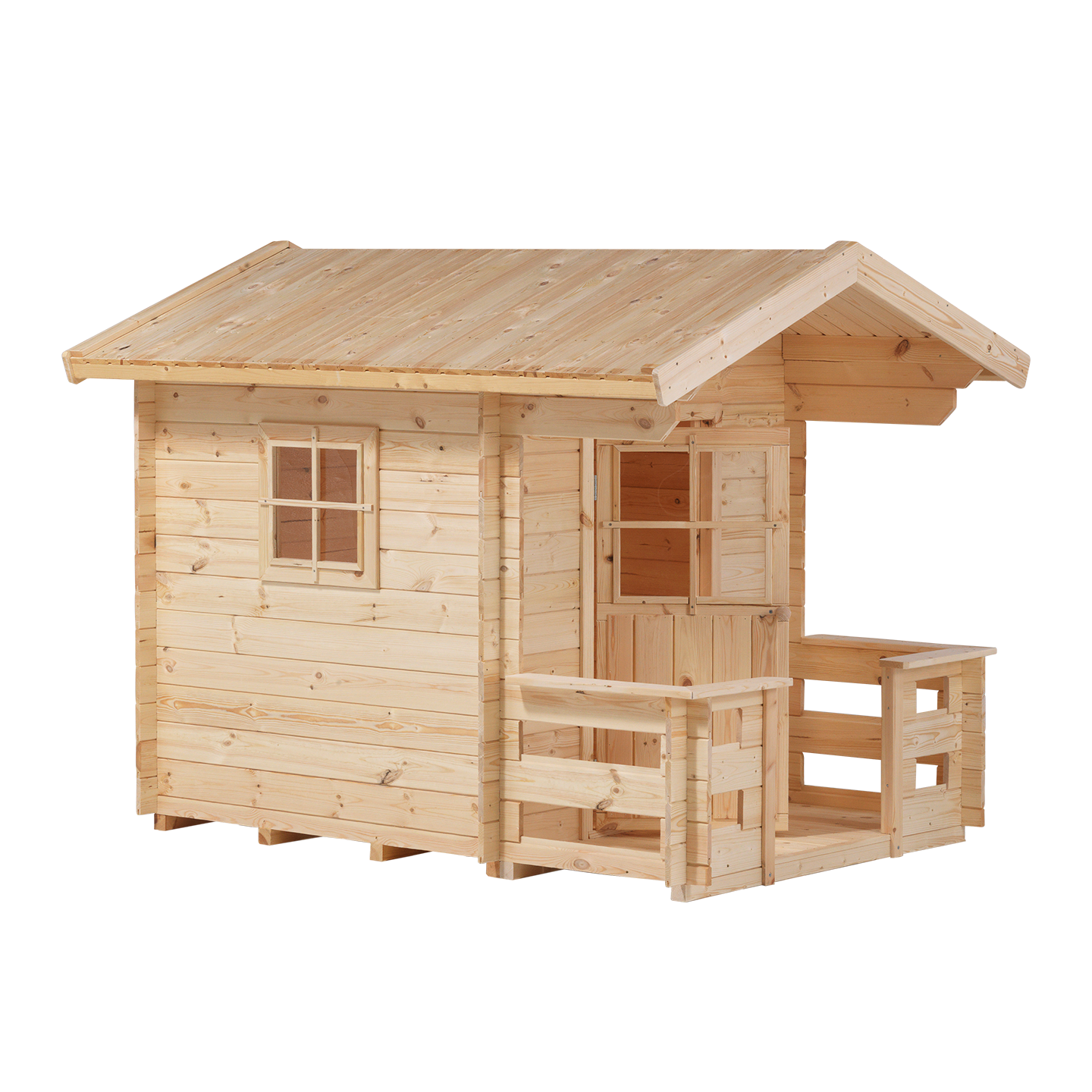Legehus - grundmål 134×134 cm + 58 cm terrasse - Ubehandlet