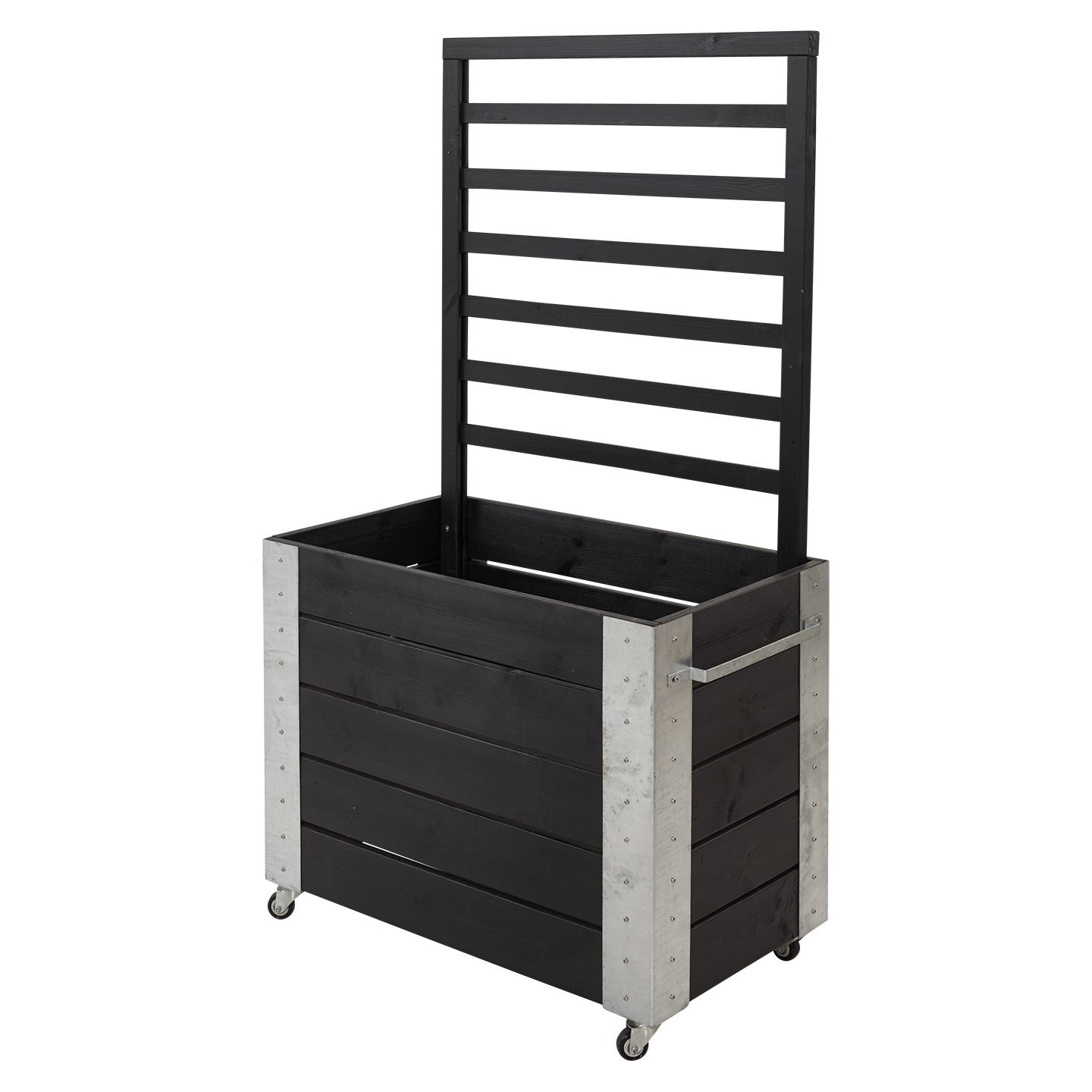 Cubic Blomsterkasse m/espalier og hjul - 155 cm - Sort