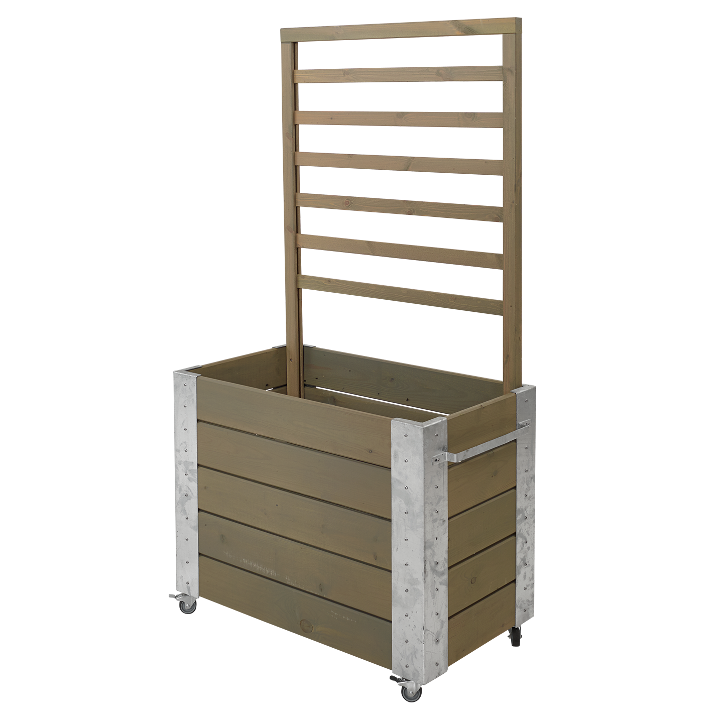 Cubic Blomsterkasse m/espalier og hjul - 155 cm - Gråbrun