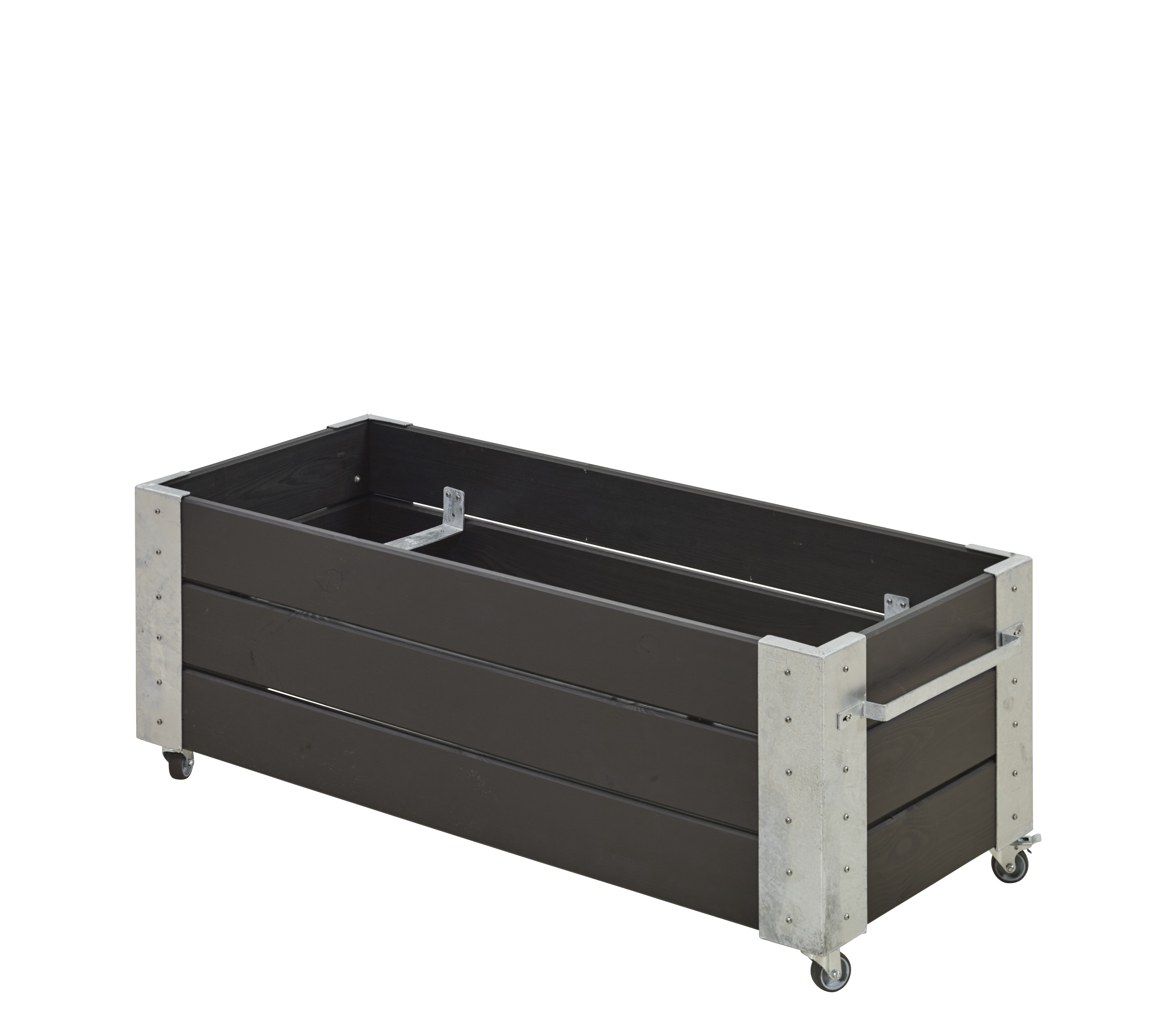 Cubic Blomsterkasse m/hjul - 120×45 cm - Sort