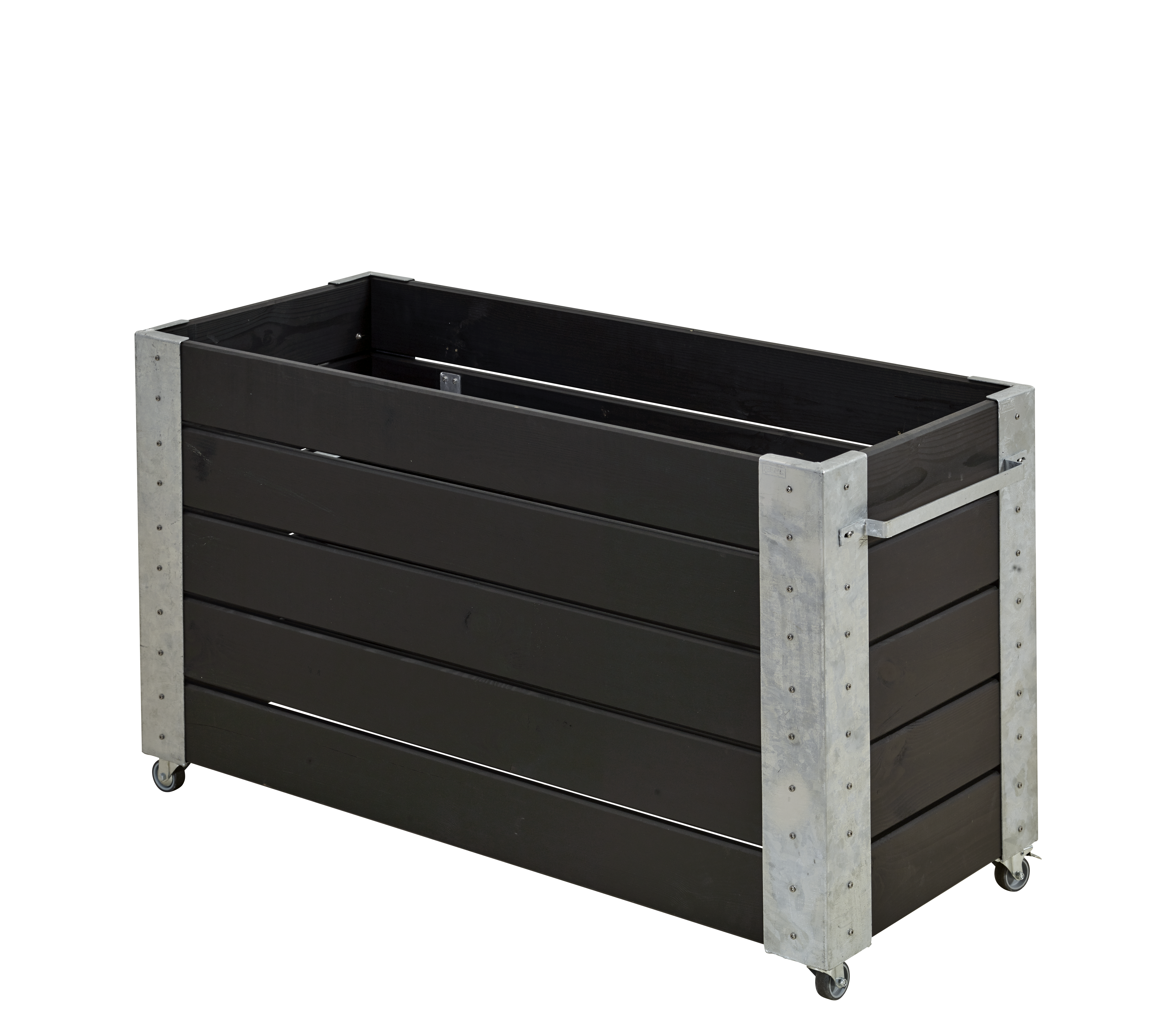 Cubic Blomsterkasse m/hjul - 50×120×70 cm - Sort