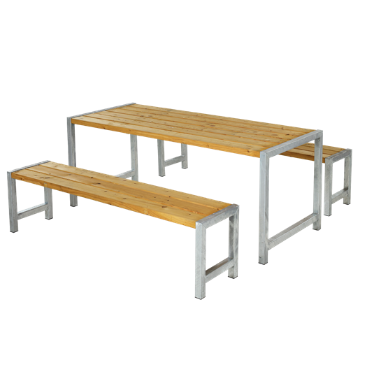 Plankengarnitur - 186 cm - 1 Tisch und 2 Bänke - Lärche