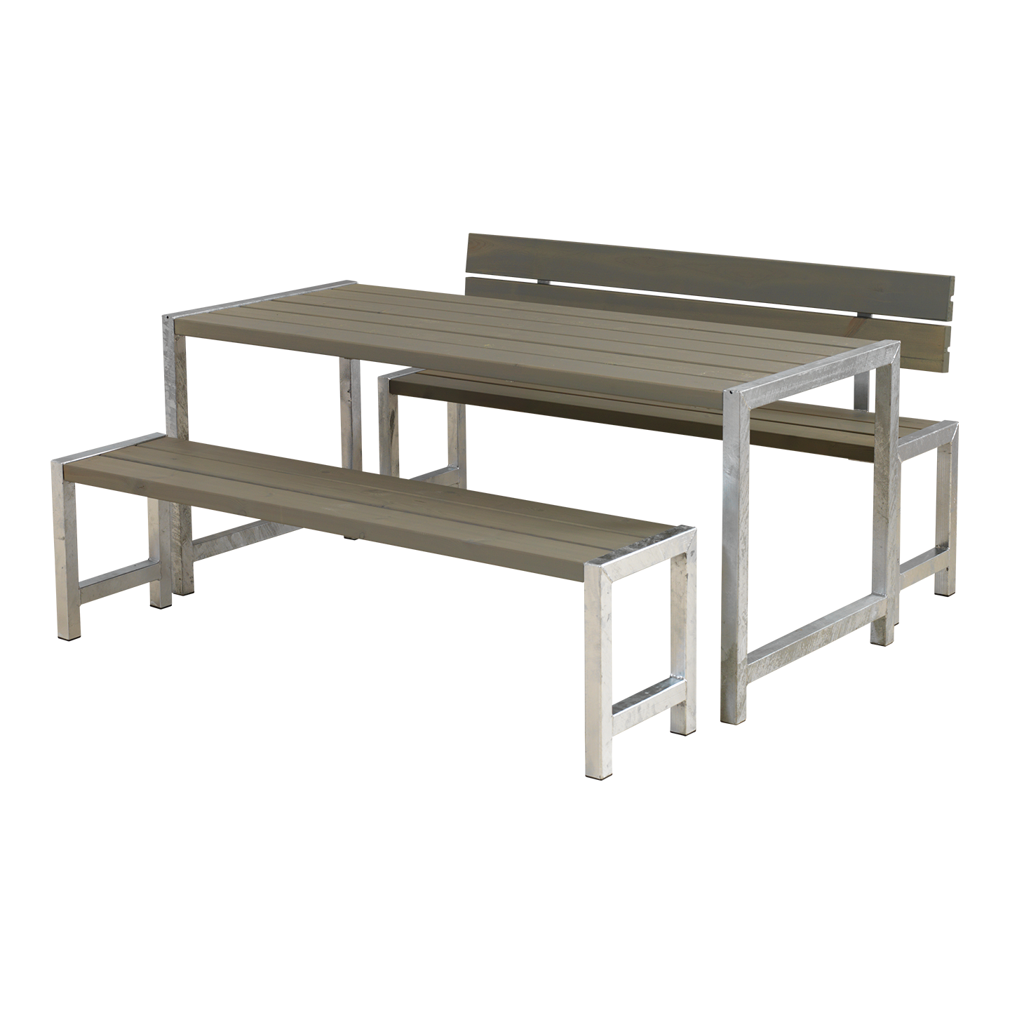 Plankesæt m/1 ryglæn - 186 cm - Gråbrun