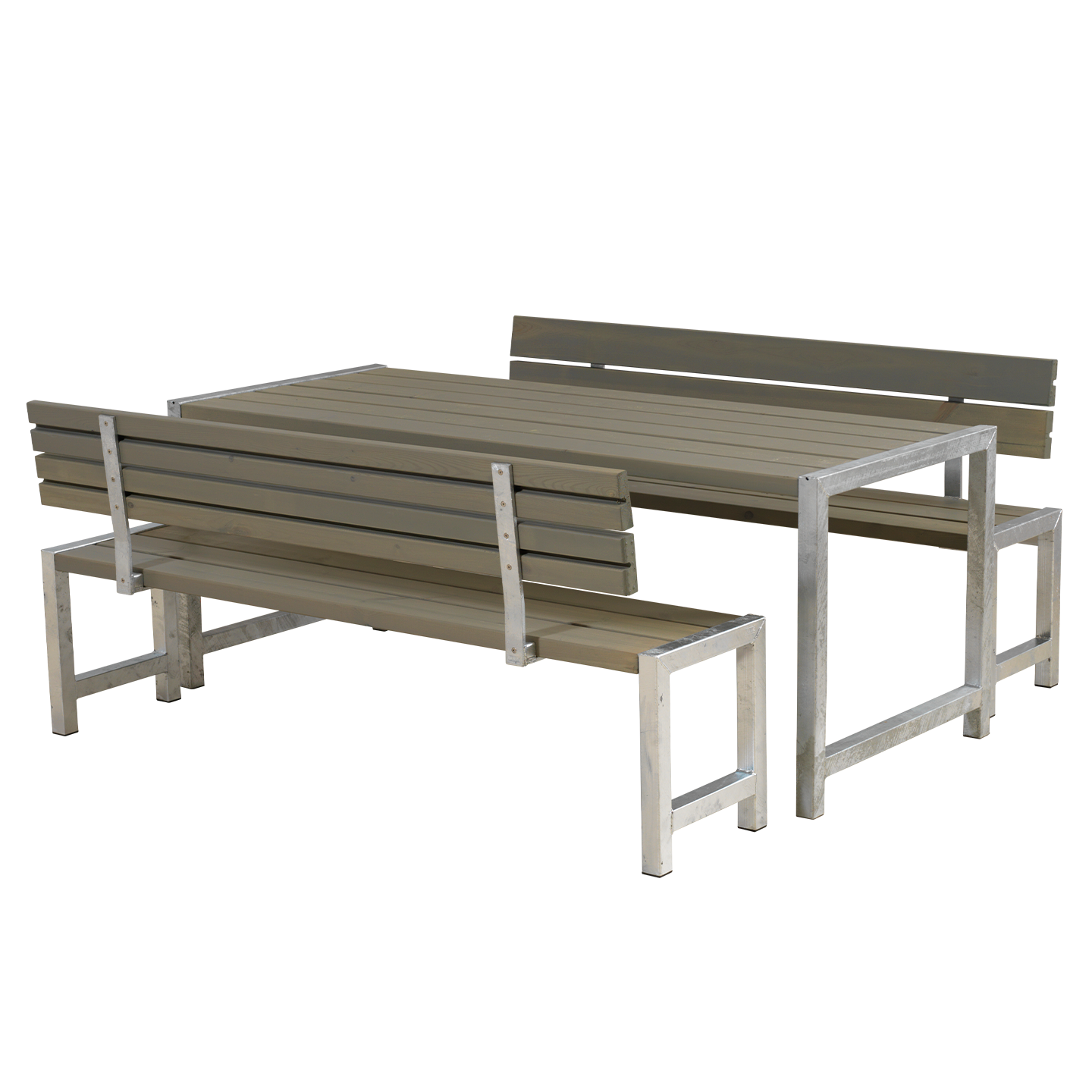 Plankesæt m/2 ryglæn - 186 cm - Gråbrun