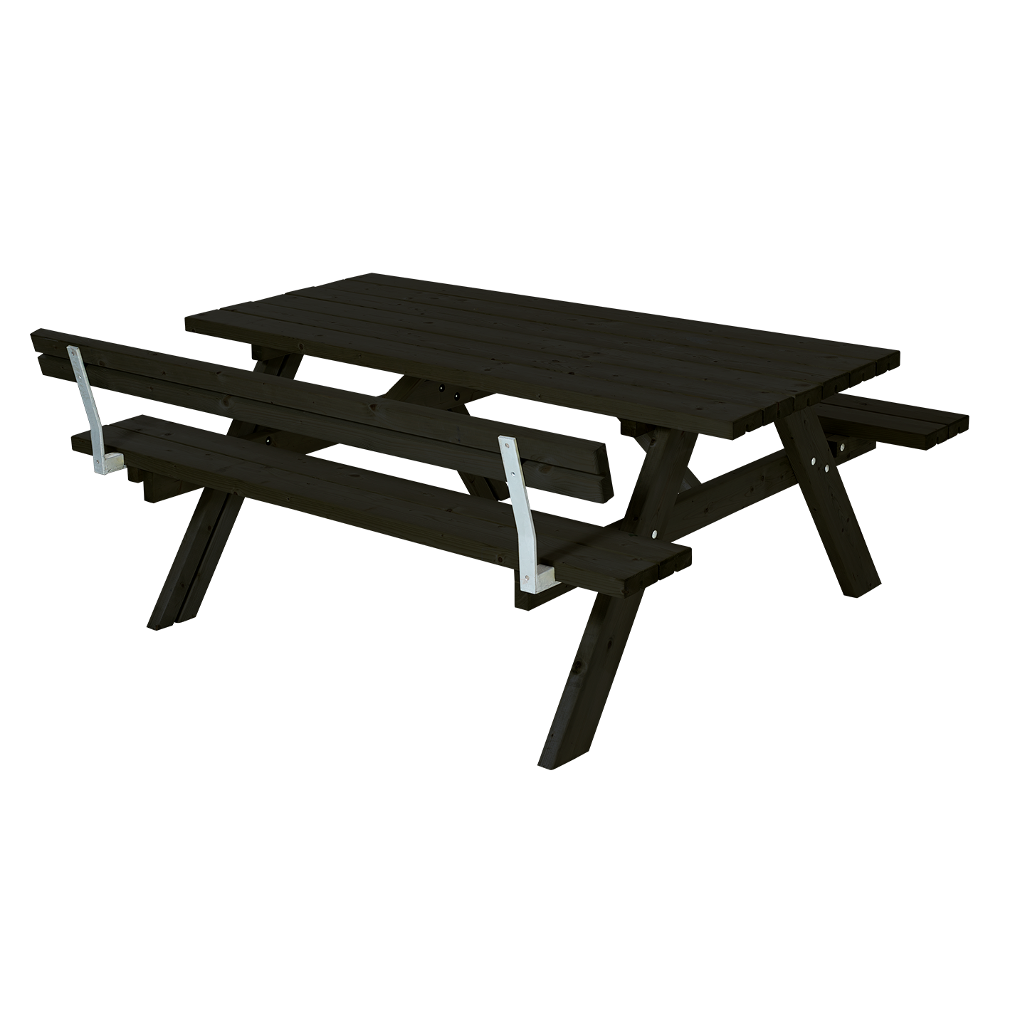 Bord/Bænkesæt m/ 1 ryglæn - 177 cm - Sort