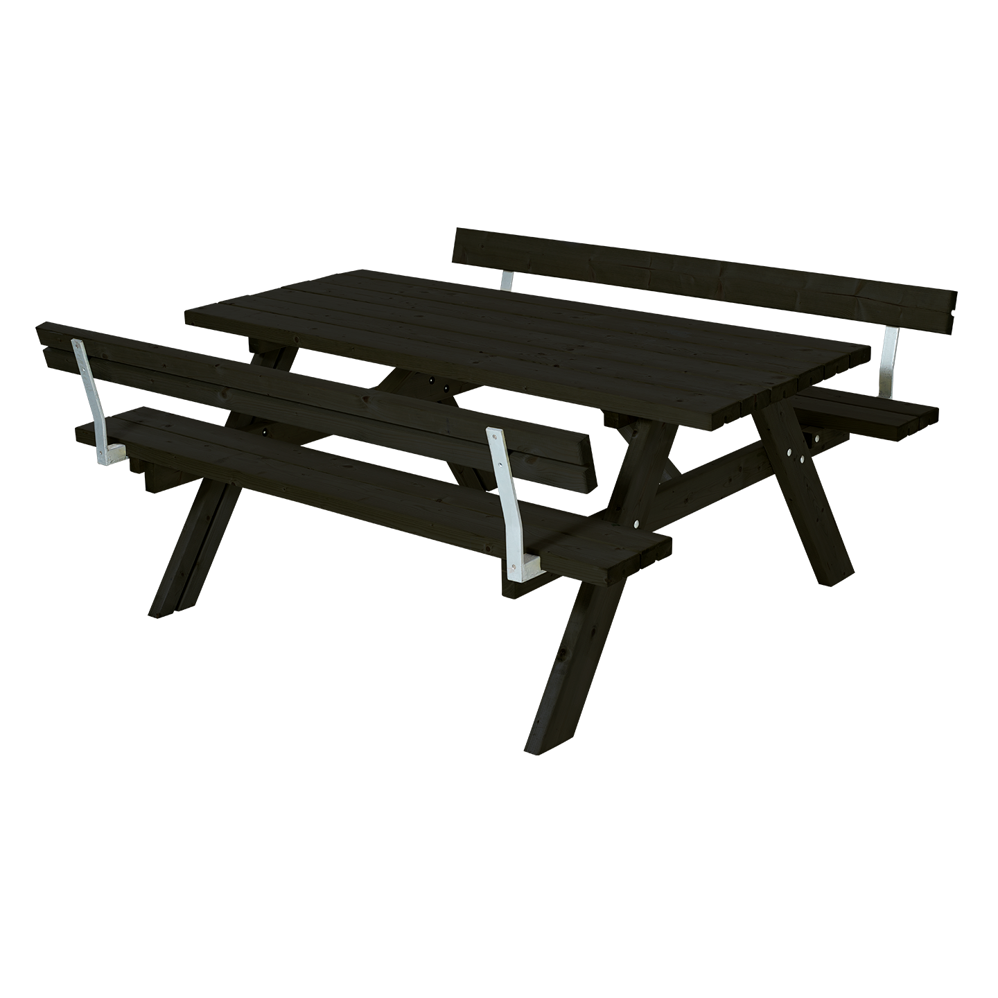 Bord/Bænkesæt m/2 ryglæn - 177 cm - Sort