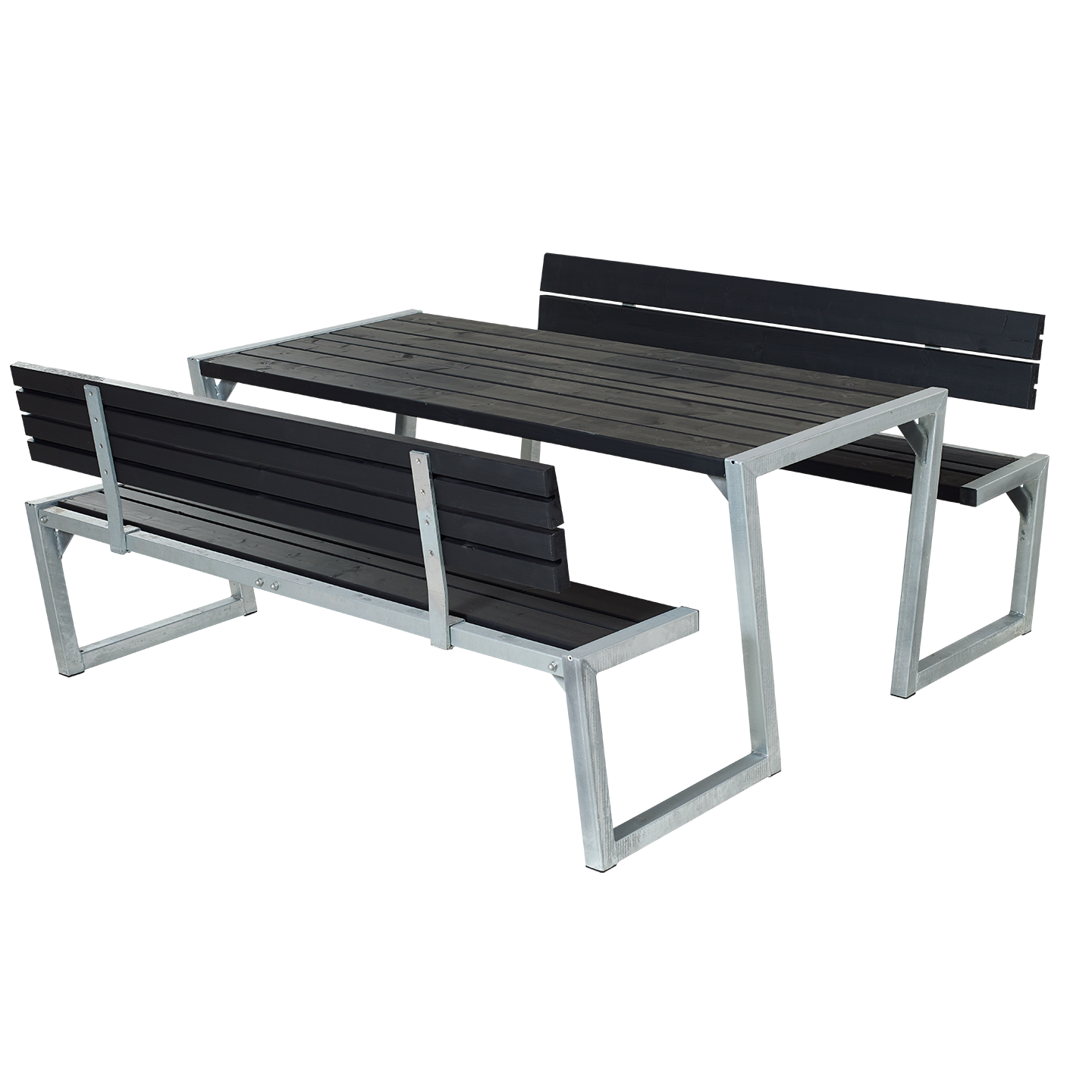 Zigma Bord/Bænkesæt m/2 ryglæn - 176 cm - Sort