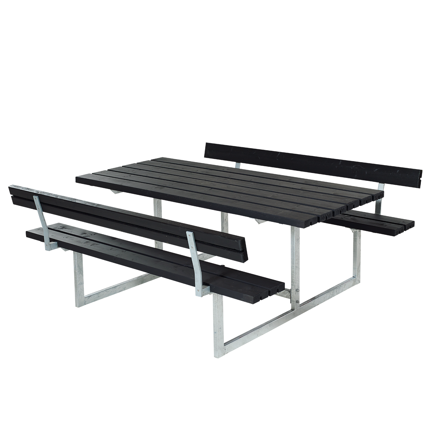 Basic Bord/Bænkesæt m/2 ryglæn - 177 cm - Sort