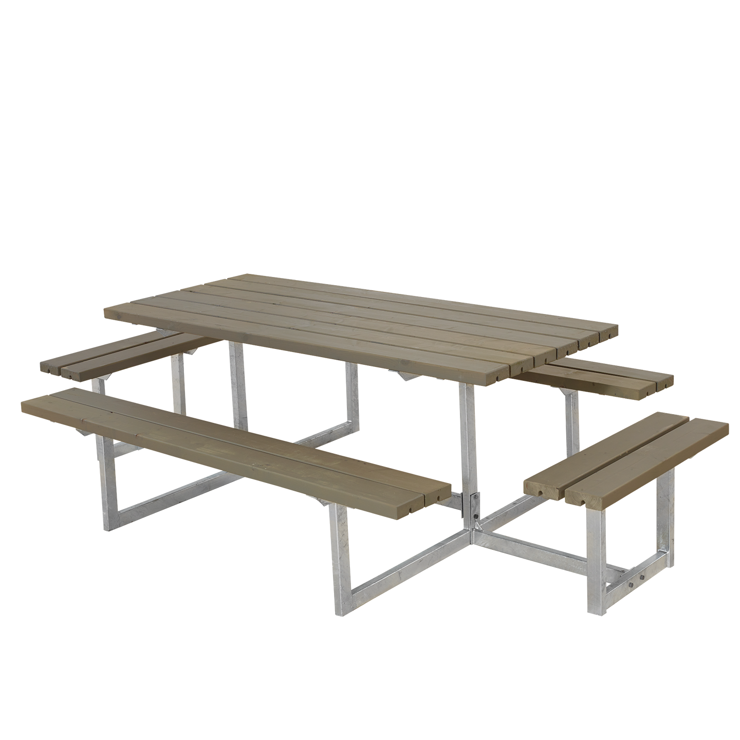 Basic Bord/Bænkesæt m/2 påbygninger - 260 cm - Gråbrun