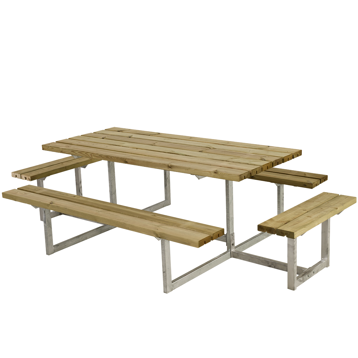 Basic Bord/Bænkesæt m/2 påbygninger - 260 cm - Trykimprægneret